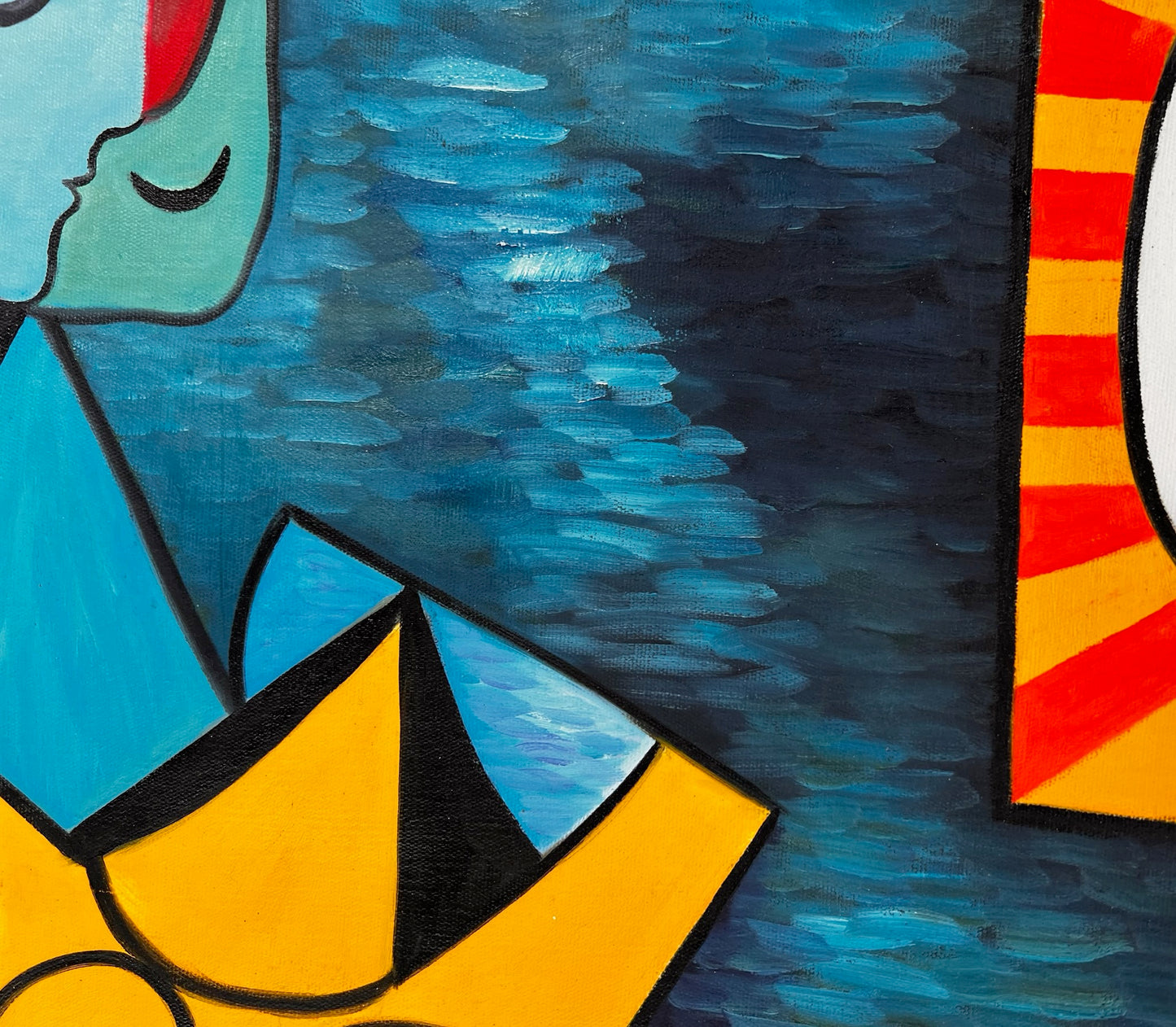 La Lecture – Dipinto cubista a olio dipinto a mano su tela (64 × 80 cm)