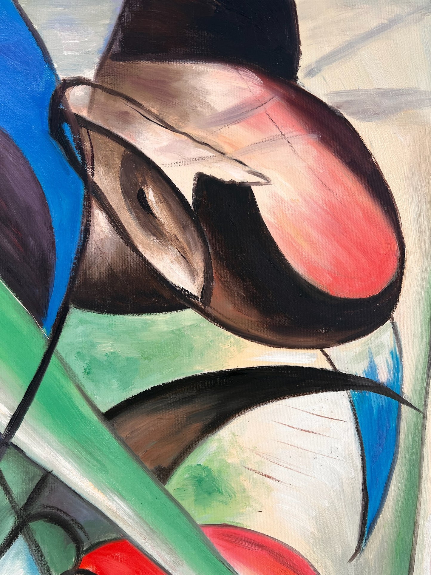 Rehe im Walde II – Pittura ad olio espressionista dipinta a mano su tela (64 × 80 cm)