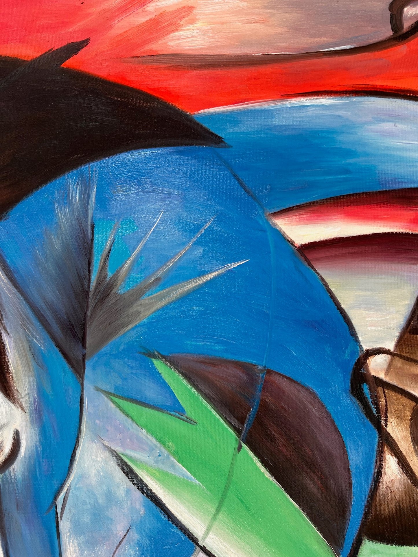 Rehe im Walde II – Pittura ad olio espressionista dipinta a mano su tela (64 × 80 cm)