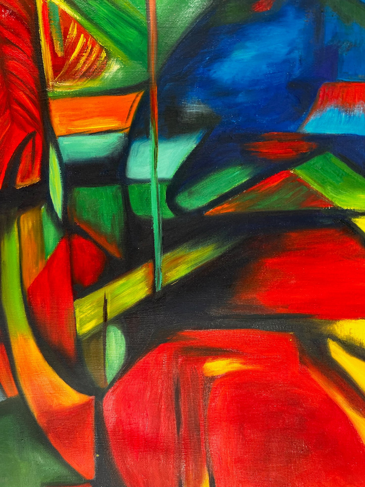 Rehe im Walde II (di Franz Marc) – Olio su tela espressionista dipinto a mano (consegna arrotolata)