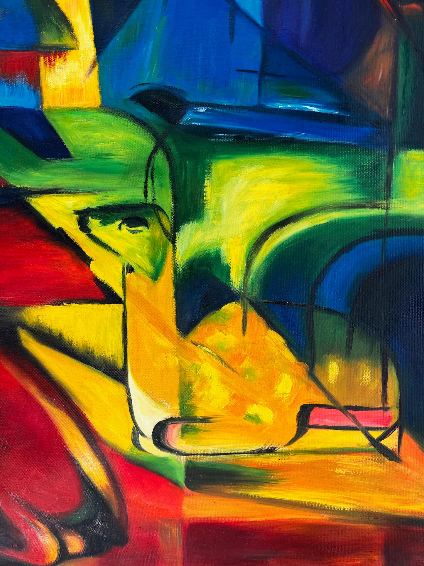 Rehe im Walde II (di Franz Marc) – Olio su tela espressionista dipinto a mano (consegna arrotolata)