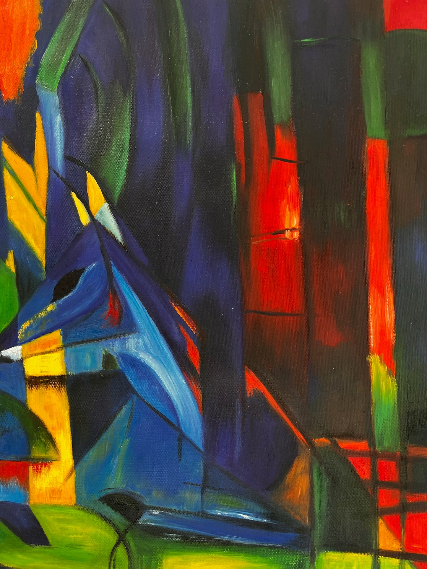 Rehe im Walde II (di Franz Marc) – Olio su tela espressionista dipinto a mano (consegna arrotolata)