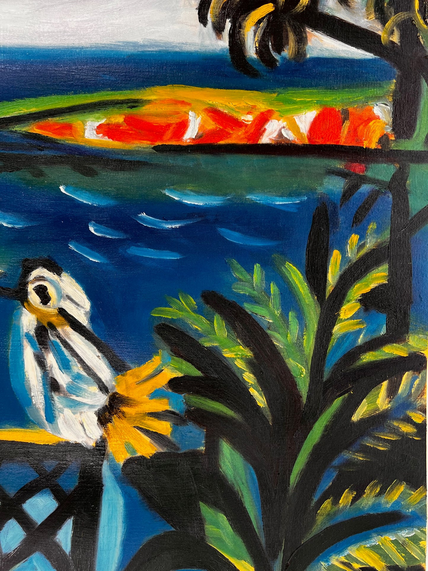 Côte d’Azur – Dipinto cubista a olio dipinto a mano su tela (60 × 80 cm)