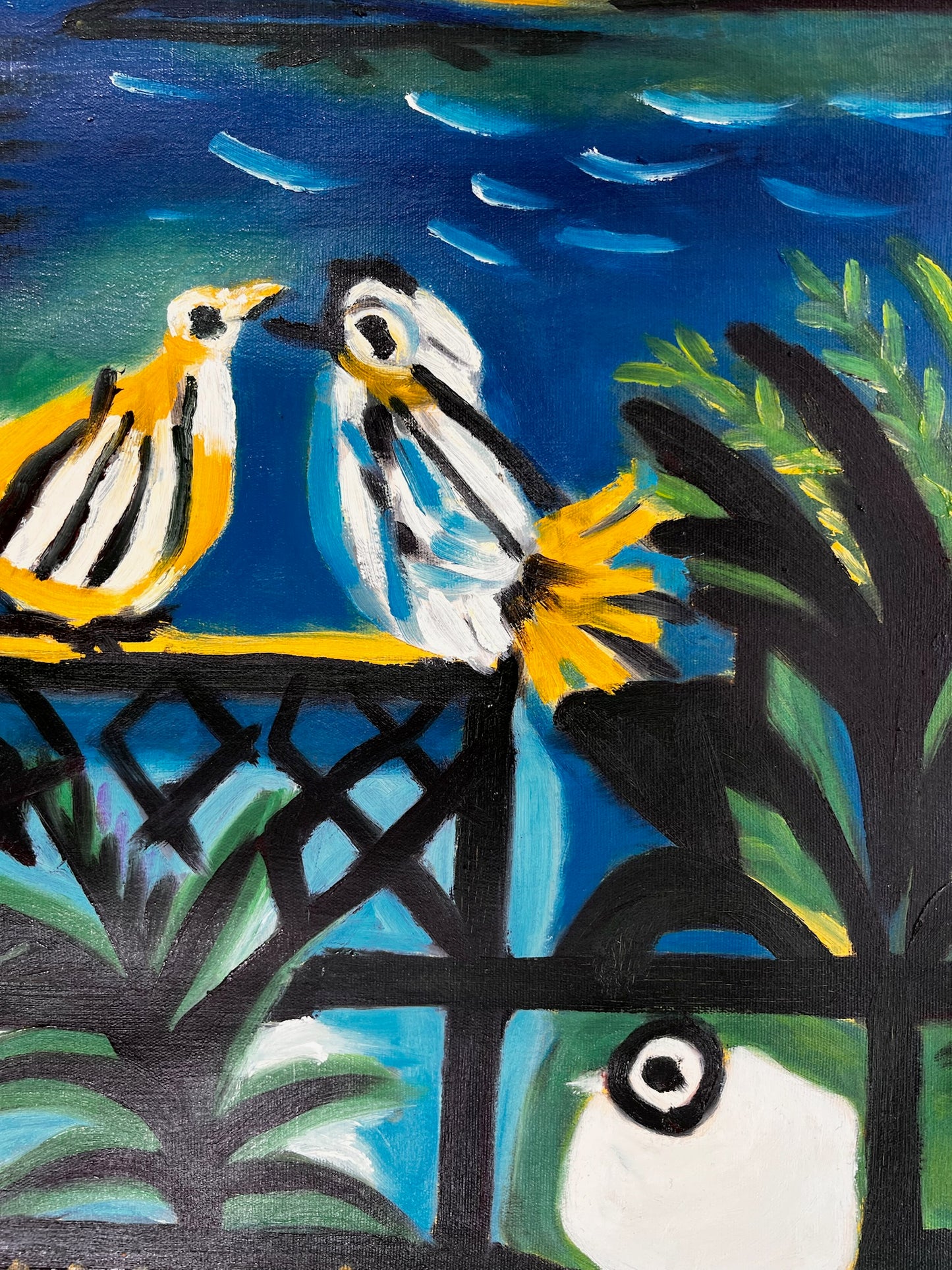 Côte d’Azur – Dipinto cubista a olio dipinto a mano su tela (60 × 80 cm)
