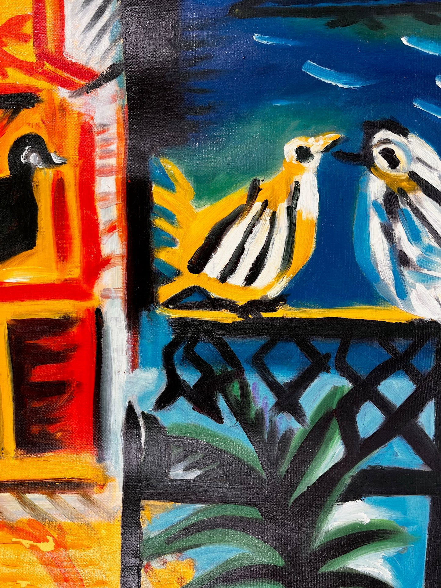 Côte d’Azur – Dipinto cubista a olio dipinto a mano su tela (60 × 80 cm)