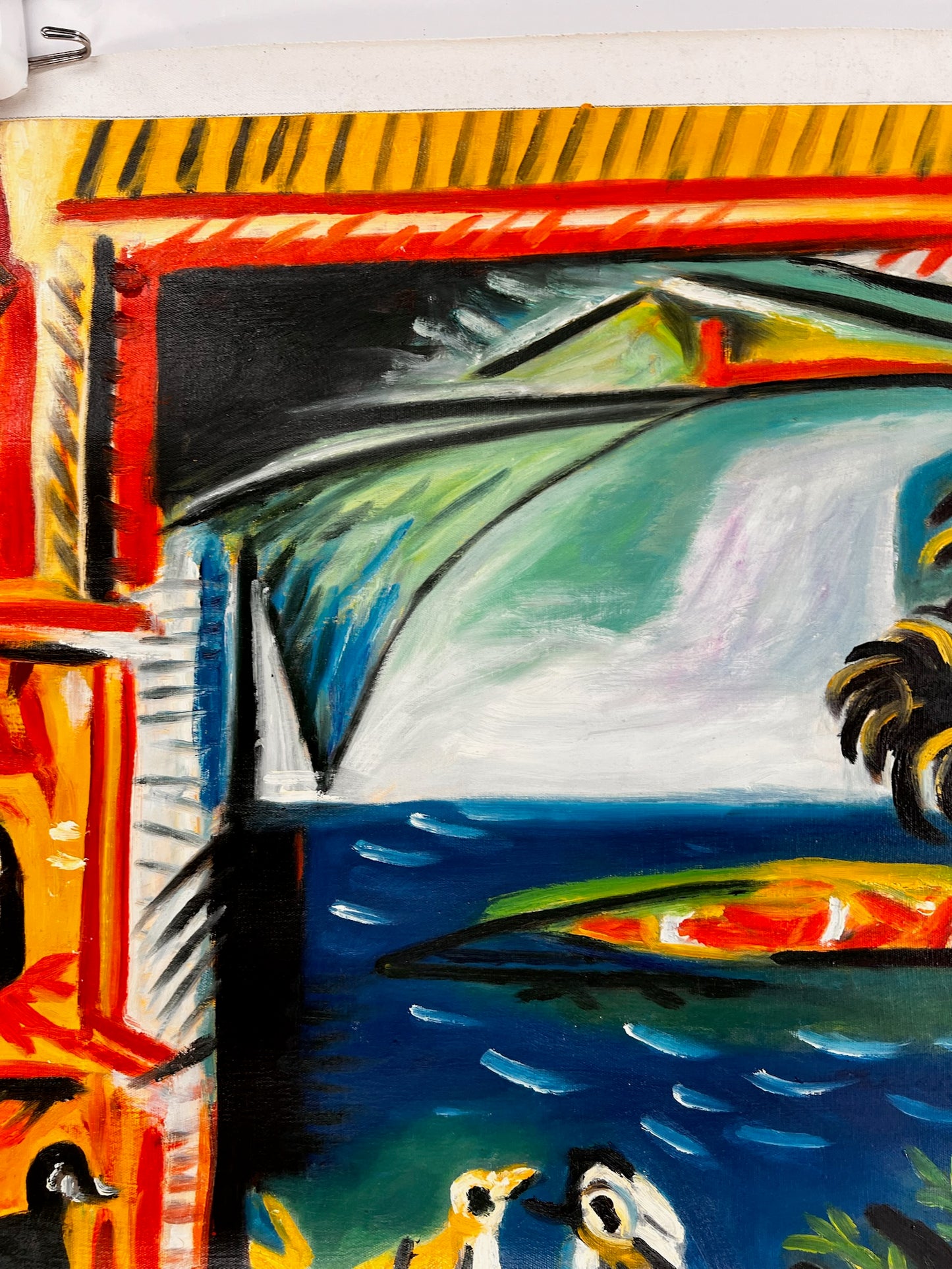 Côte d’Azur – Dipinto cubista a olio dipinto a mano su tela (60 × 80 cm)