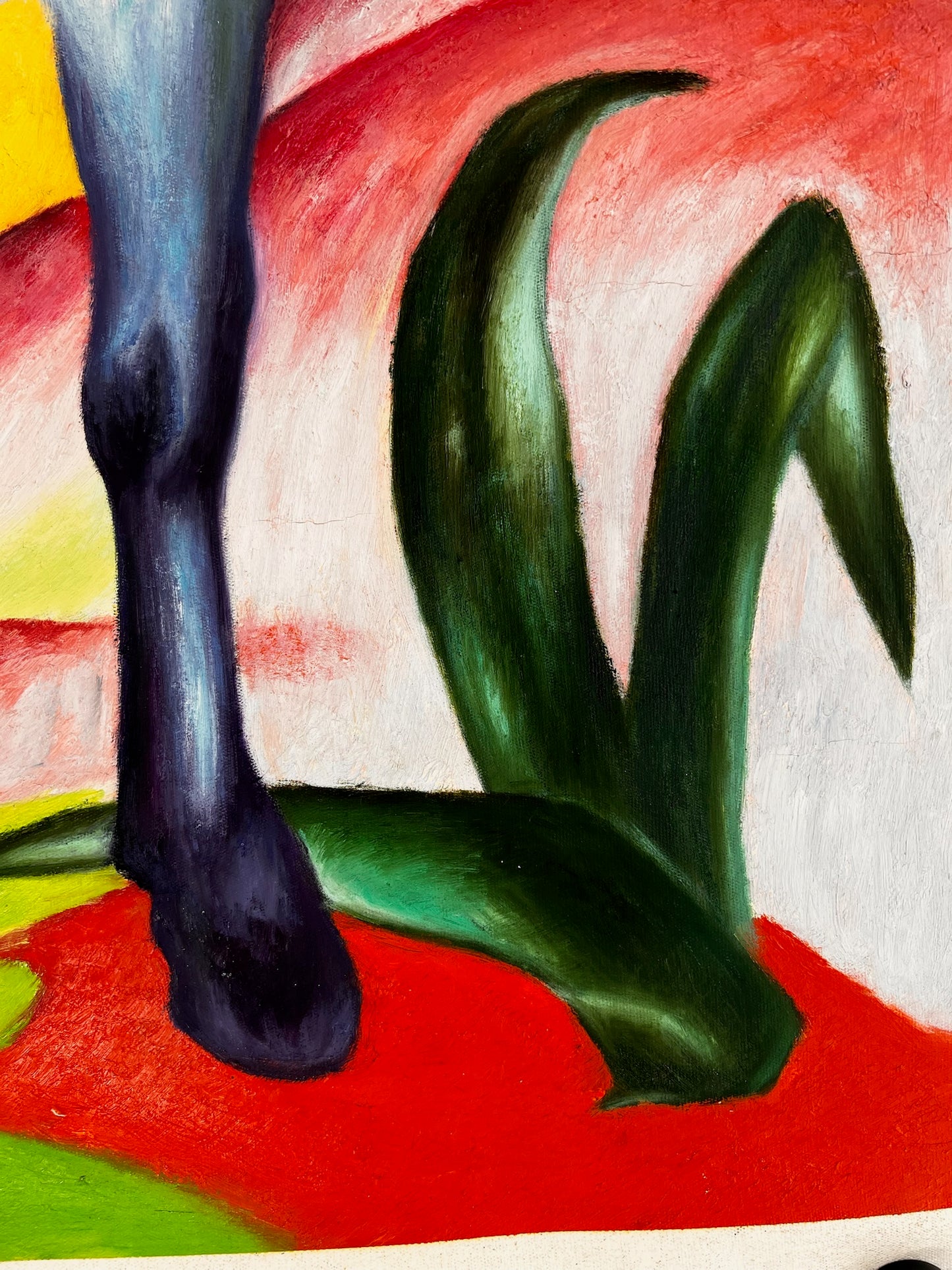 Cavallo Blu I – Dipinto espressionista a olio dipinto a mano su tela (64 × 80 cm)