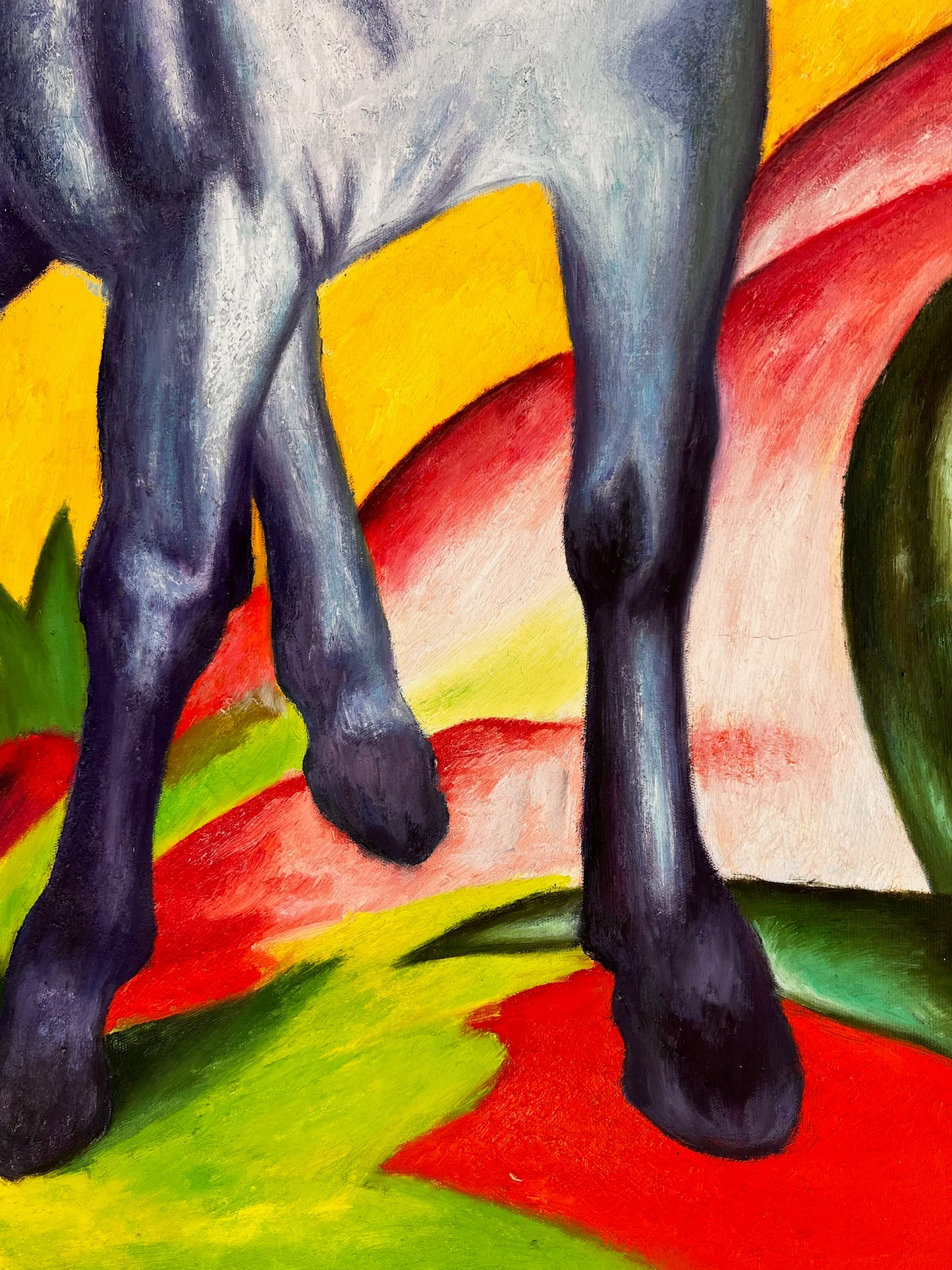 Cavallo Blu I – Dipinto espressionista a olio dipinto a mano su tela (64 × 80 cm)