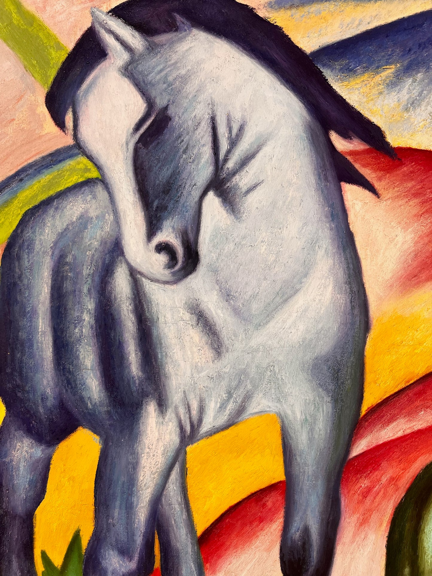 Cavallo Blu I – Dipinto espressionista a olio dipinto a mano su tela (64 × 80 cm)
