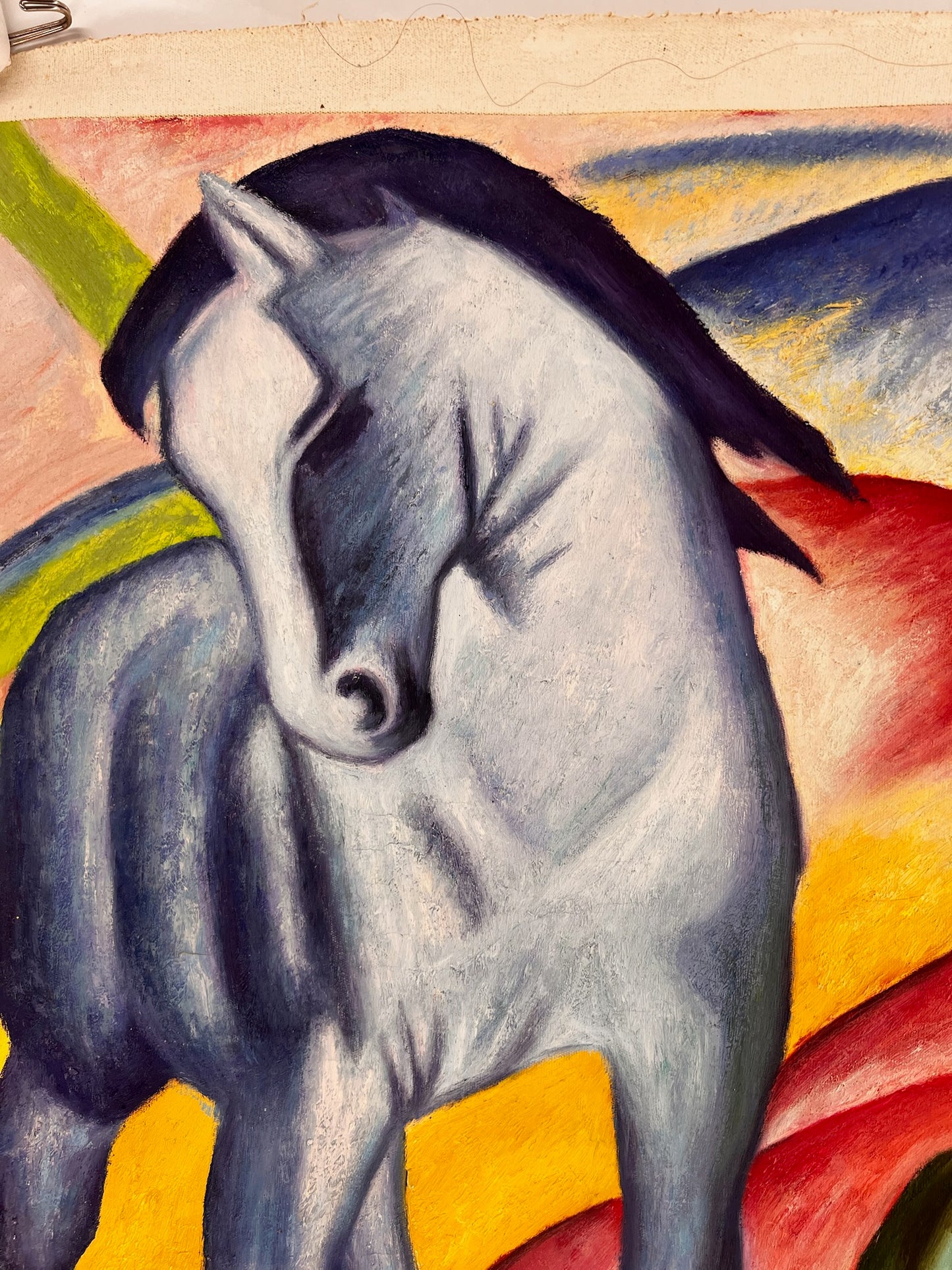 Cavallo Blu I – Dipinto espressionista a olio dipinto a mano su tela (64 × 80 cm)