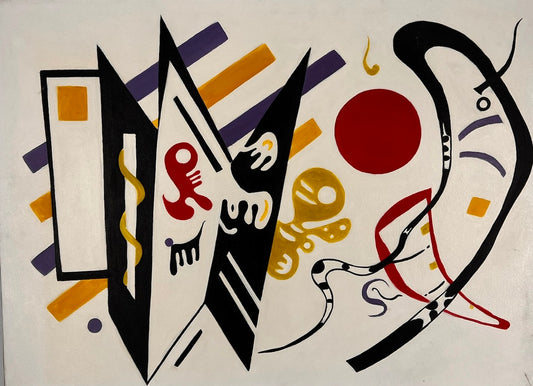 Composizione astratta WK 819 (di Wassily Kandinsky) – Pittura moderna astratta a olio su tela (60 × 80 cm, incorniciata)