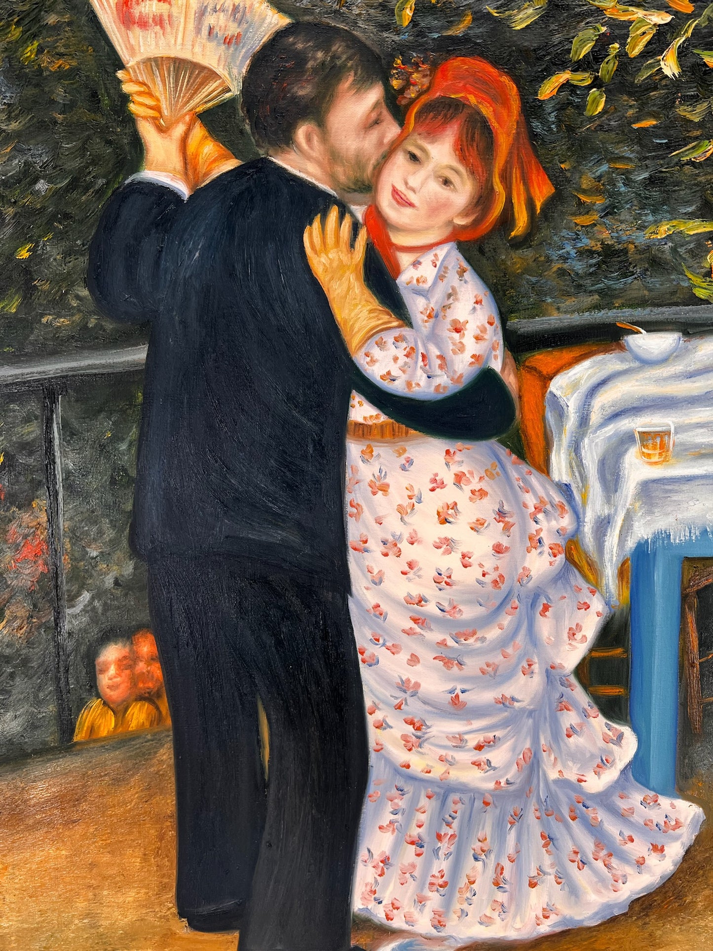 Danza a Bougival (da Pierre-Auguste Renoir) – Olio su tela impressionista dipinto a mano (60 × 80 cm, incorniciato)