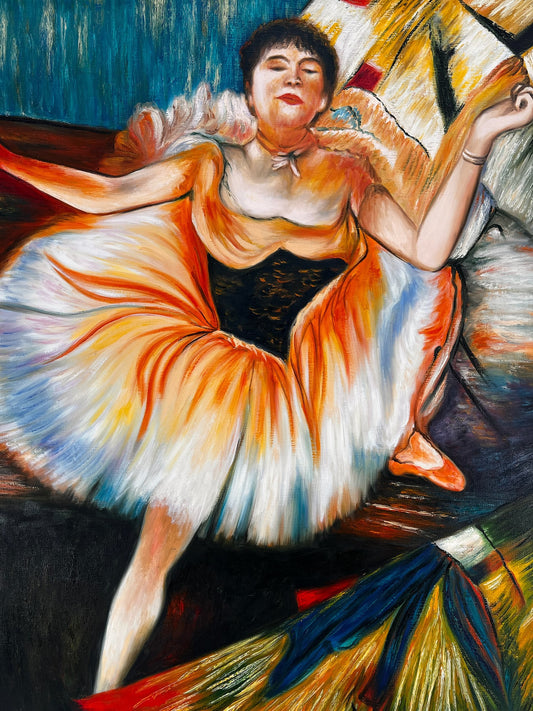 Ballerina – Dipinto ad olio impressionista dipinto a mano su tela (60 × 80 cm)
