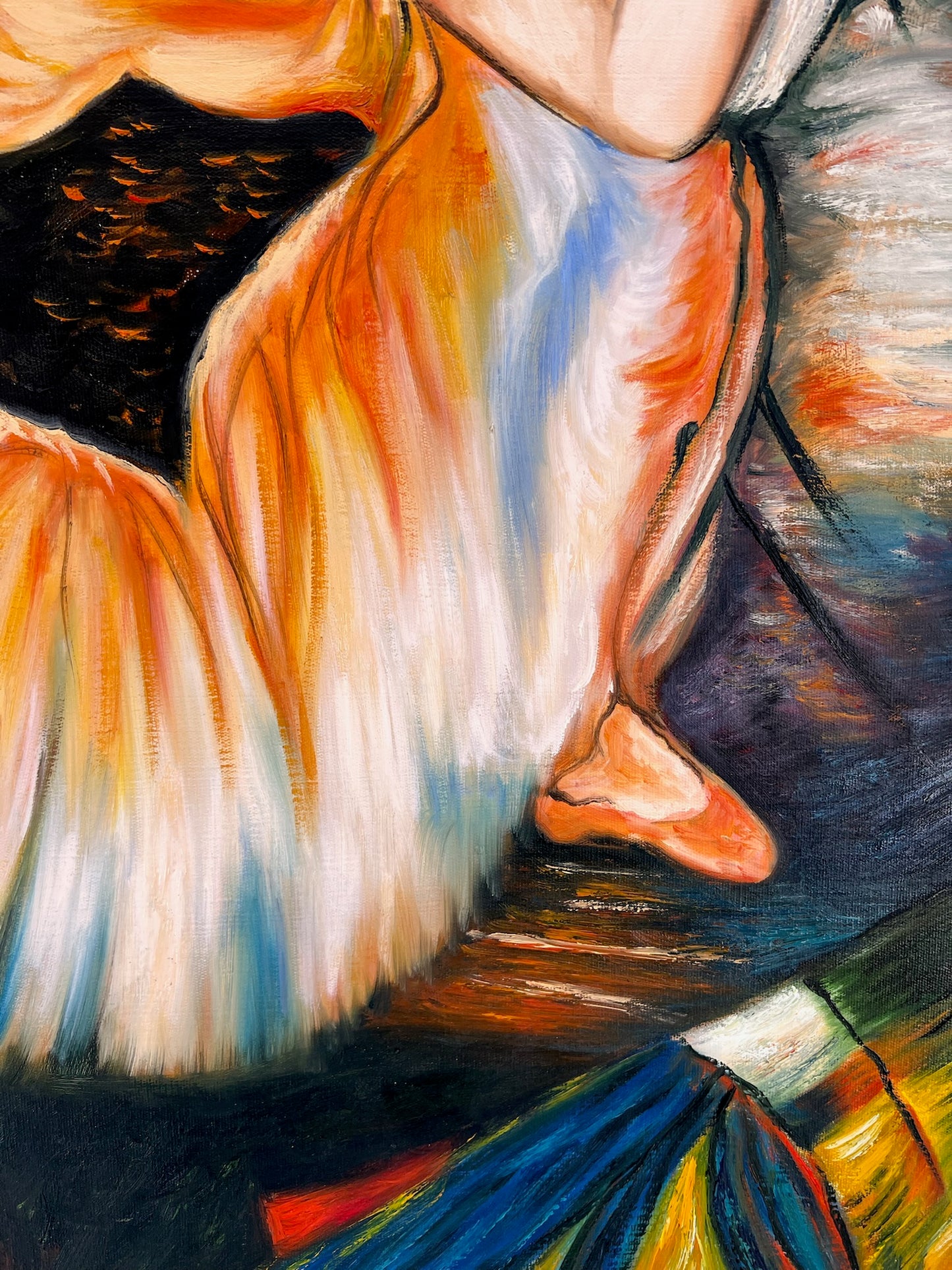 Ballerina – Dipinto ad olio impressionista dipinto a mano su tela (60 × 80 cm)