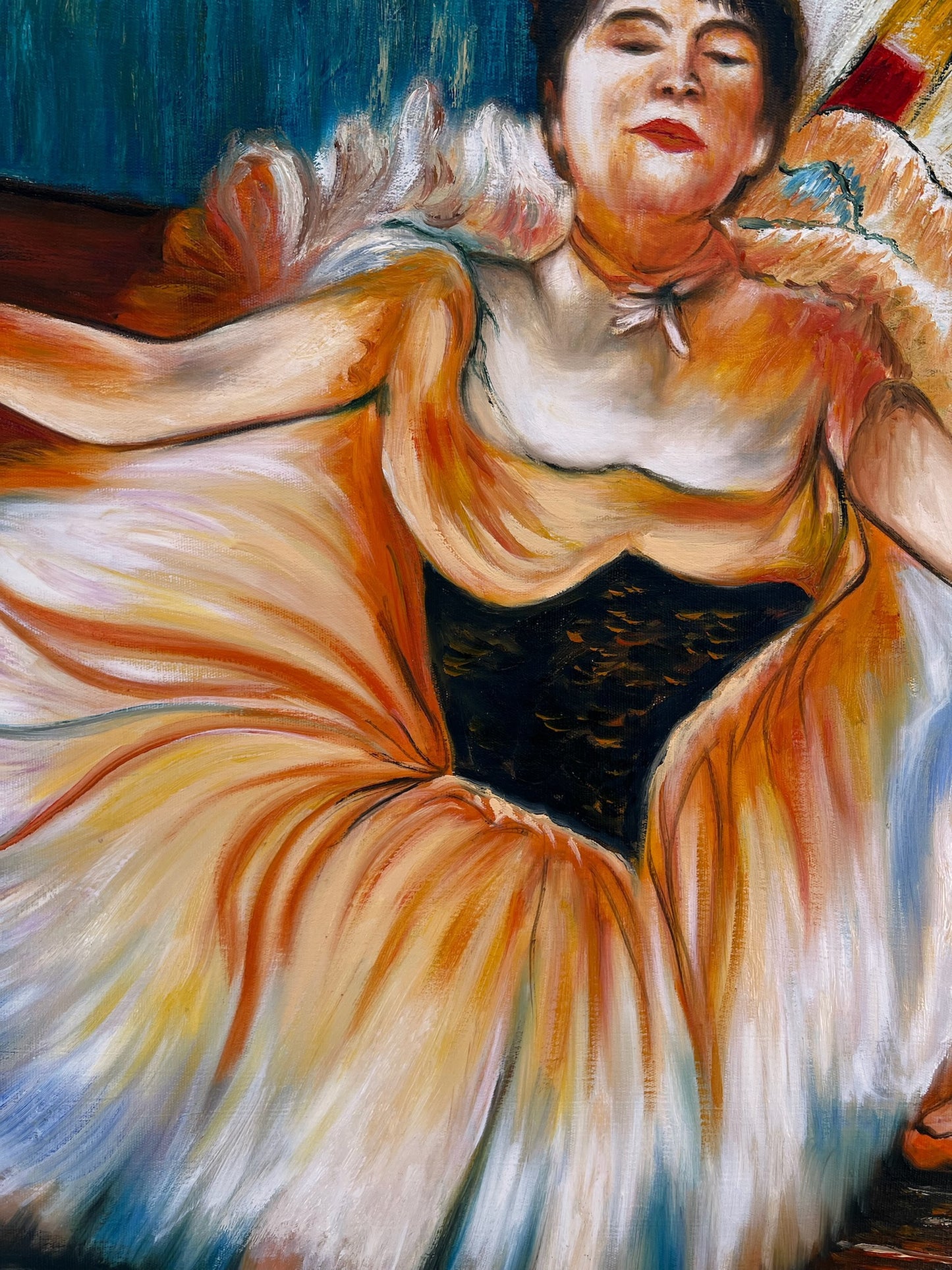 Ballerina – Dipinto ad olio impressionista dipinto a mano su tela (60 × 80 cm)