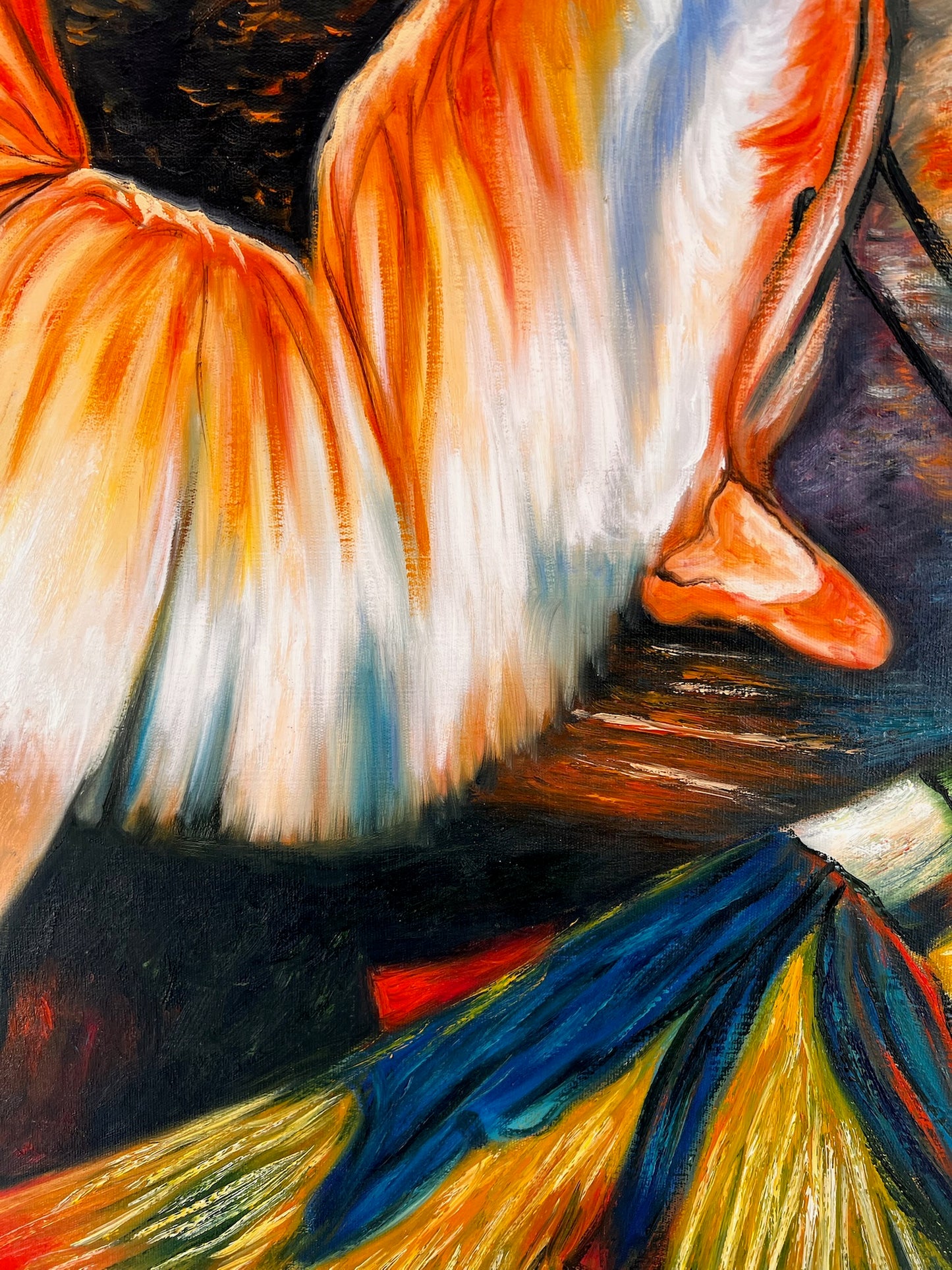 Ballerina – Dipinto ad olio impressionista dipinto a mano su tela (60 × 80 cm)