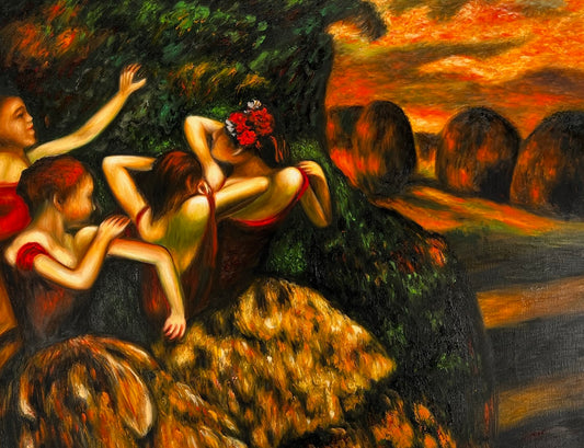 I Danzaori alla Luce del Sole – Dipinto ad Olio Impressionista su Tela Dipinta a Mano (60 × 80 cm)