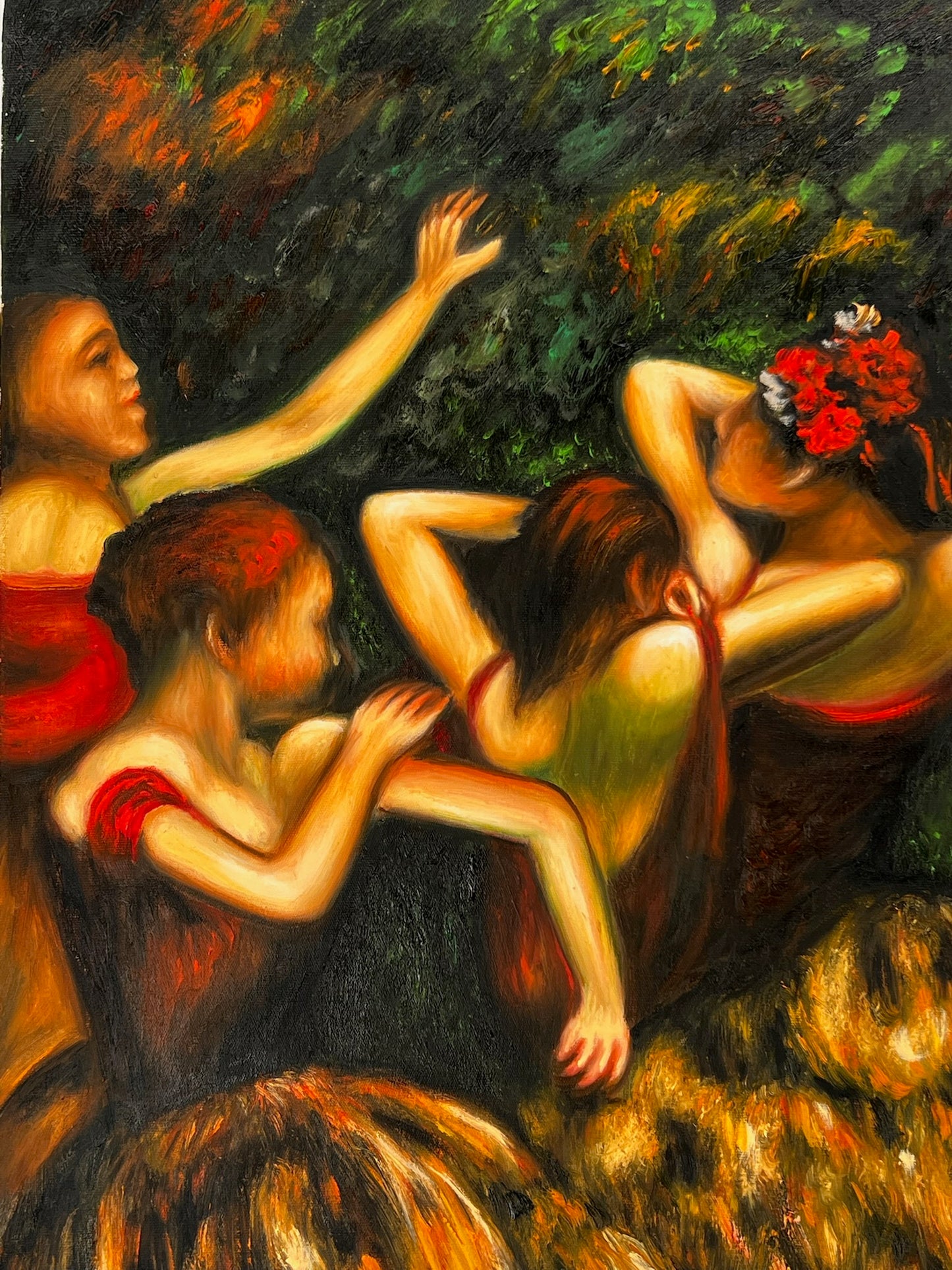 I Danzaori alla Luce del Sole – Dipinto ad Olio Impressionista su Tela Dipinta a Mano (60 × 80 cm)