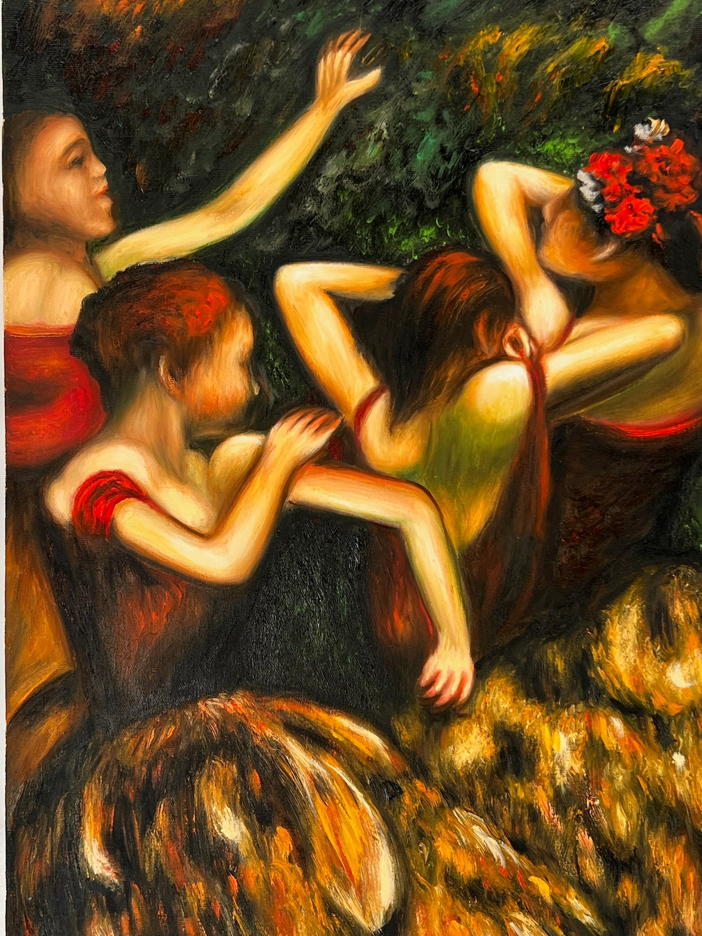 I Danzaori alla Luce del Sole – Dipinto ad Olio Impressionista su Tela Dipinta a Mano (60 × 80 cm)