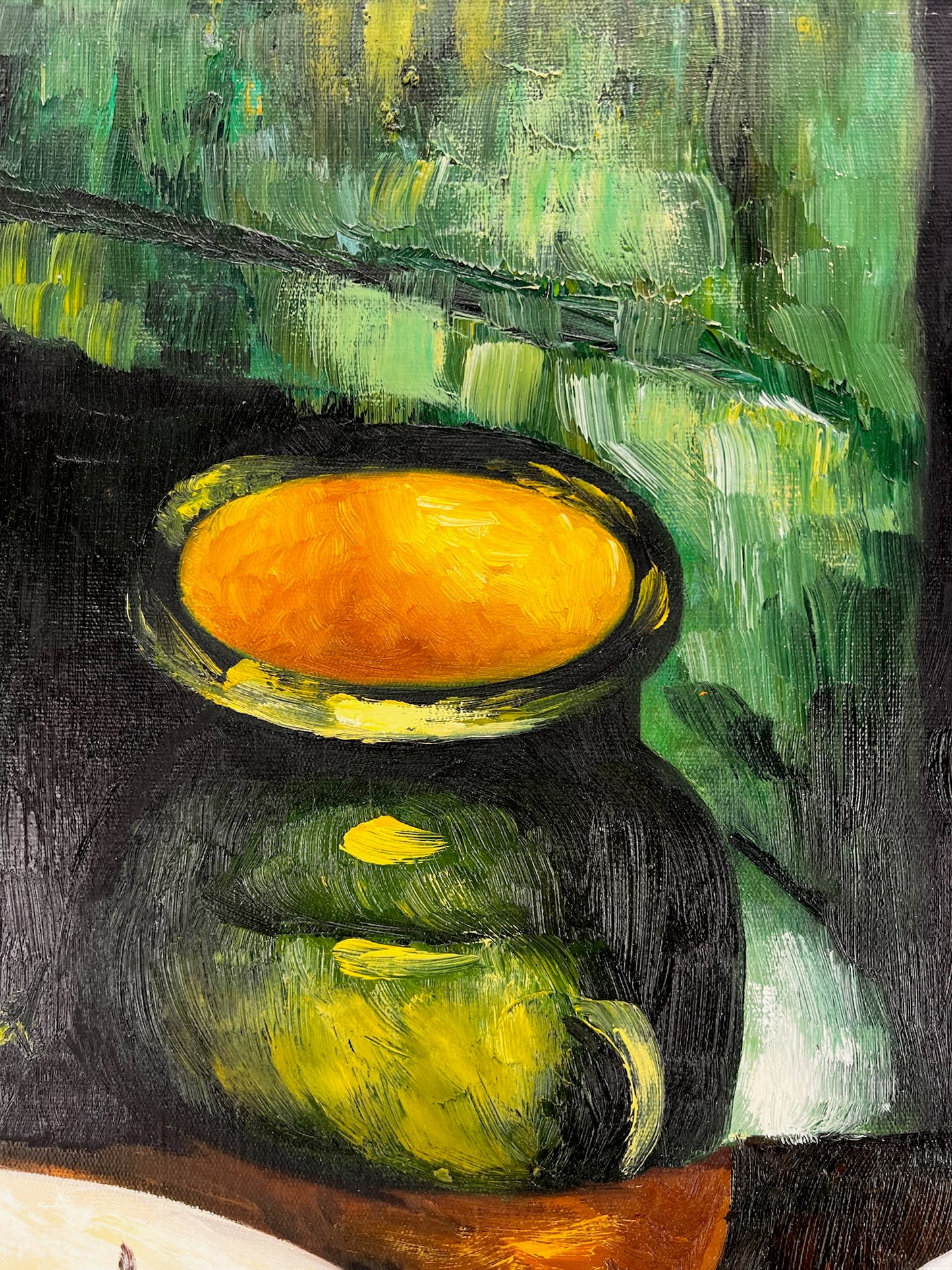 Cézanne – Bacche e frutta – olio su tela dipinto a mano (164 × 80 cm) – incorniciato su tela