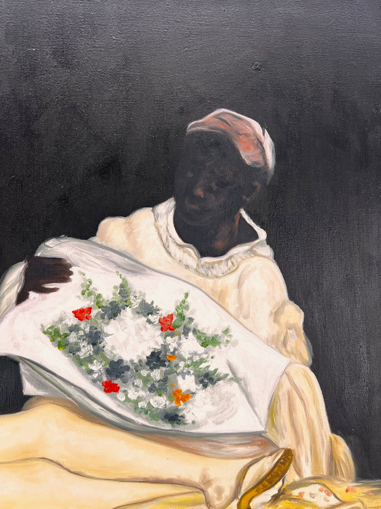 Olympia – Pittura ad olio realistica dipinta a mano su tela (64 × 80 cm)