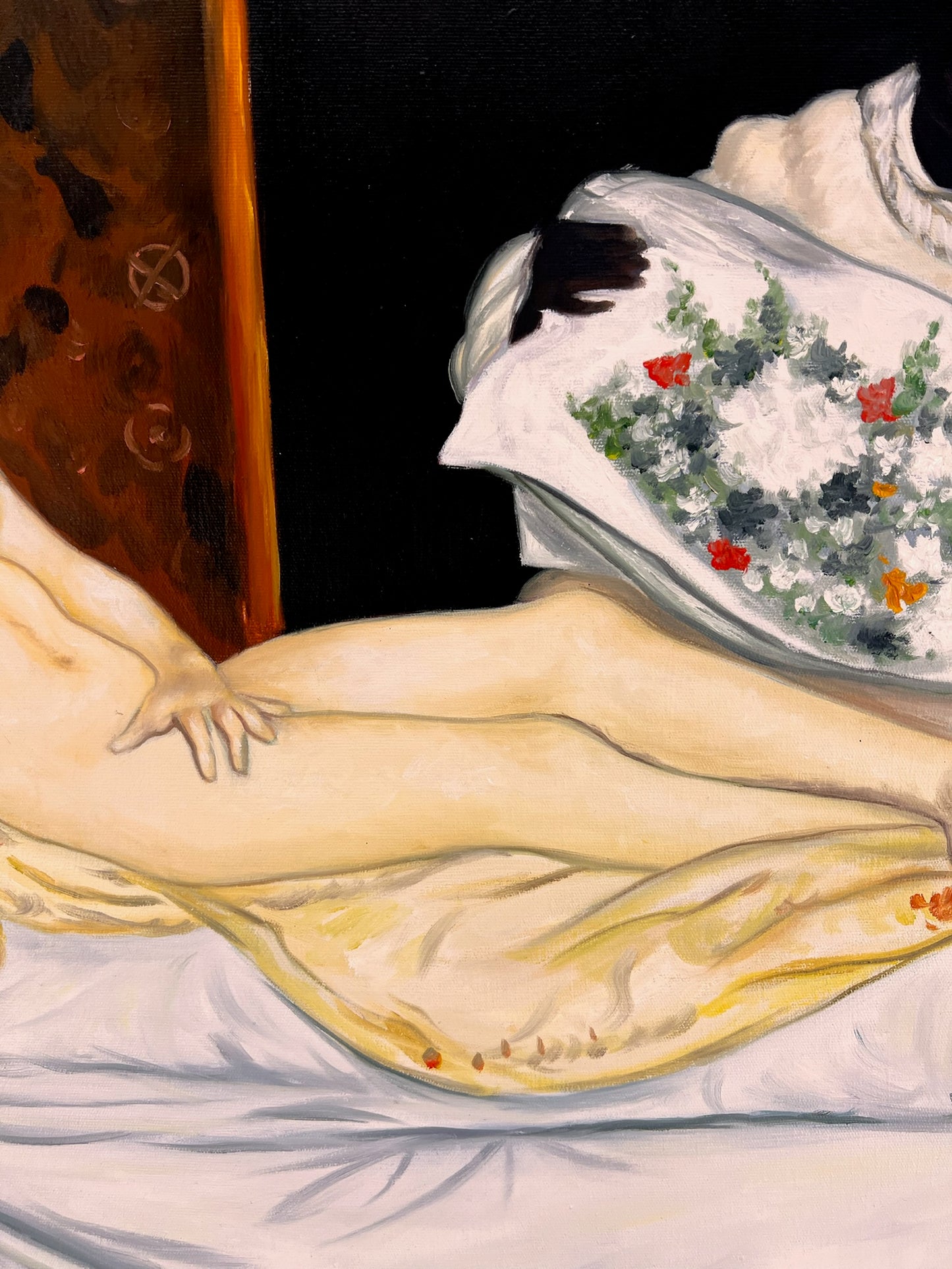Olympia – Pittura ad olio realistica dipinta a mano su tela (64 × 80 cm)