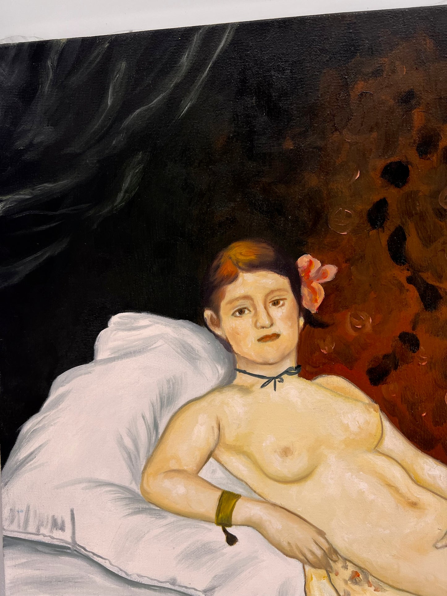 Olympia – Pittura ad olio realistica dipinta a mano su tela (64 × 80 cm)