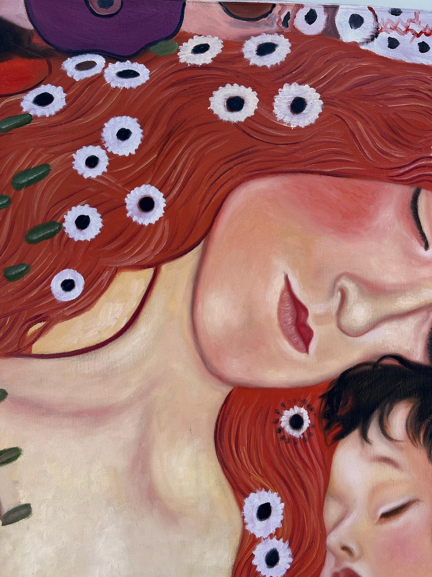 Mutter und Kind – Pittura ad olio simbolista dipinta a mano su tela (60 × 80 cm)