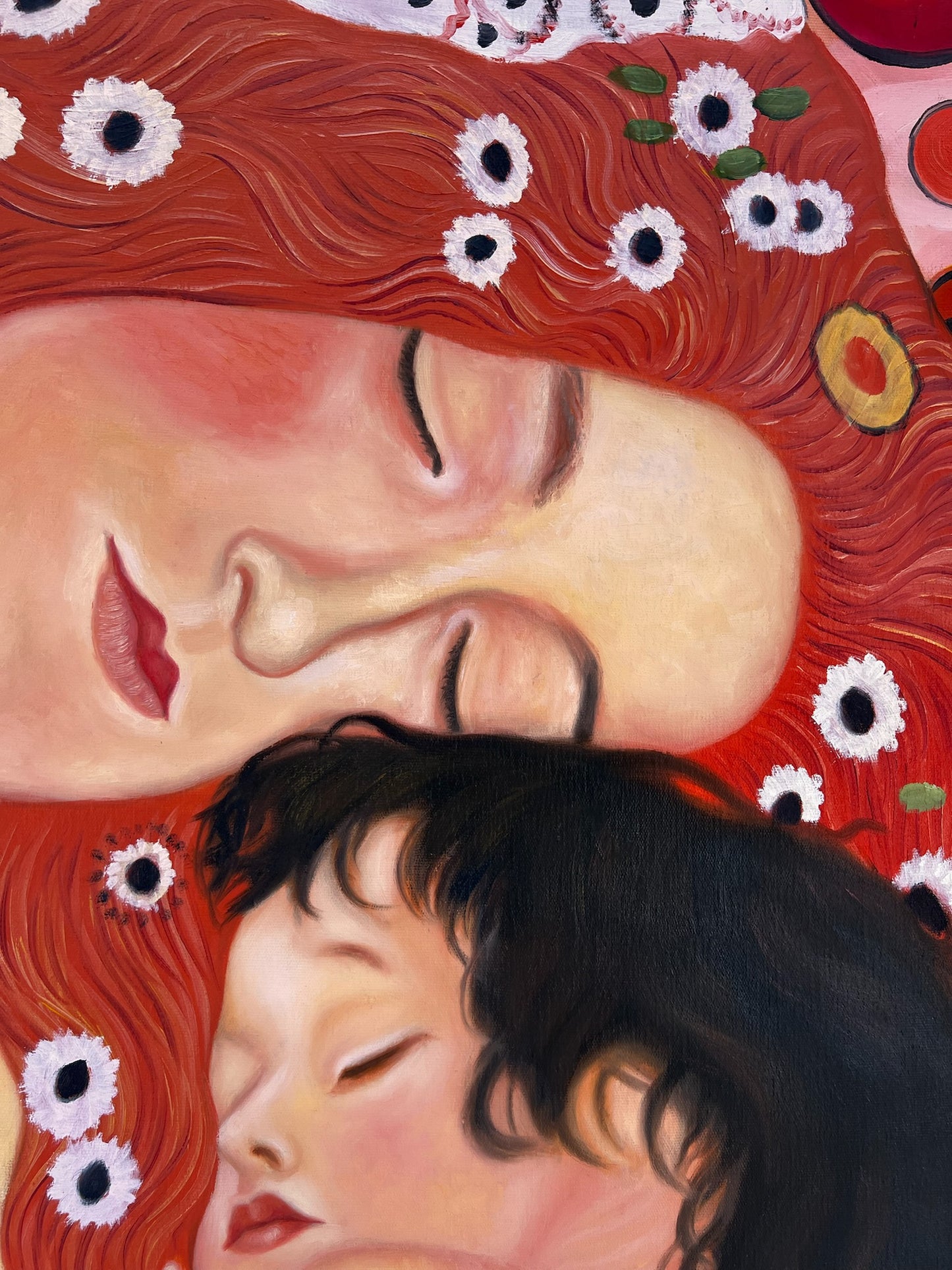 Mutter und Kind – Pittura ad olio simbolista dipinta a mano su tela (60 × 80 cm)