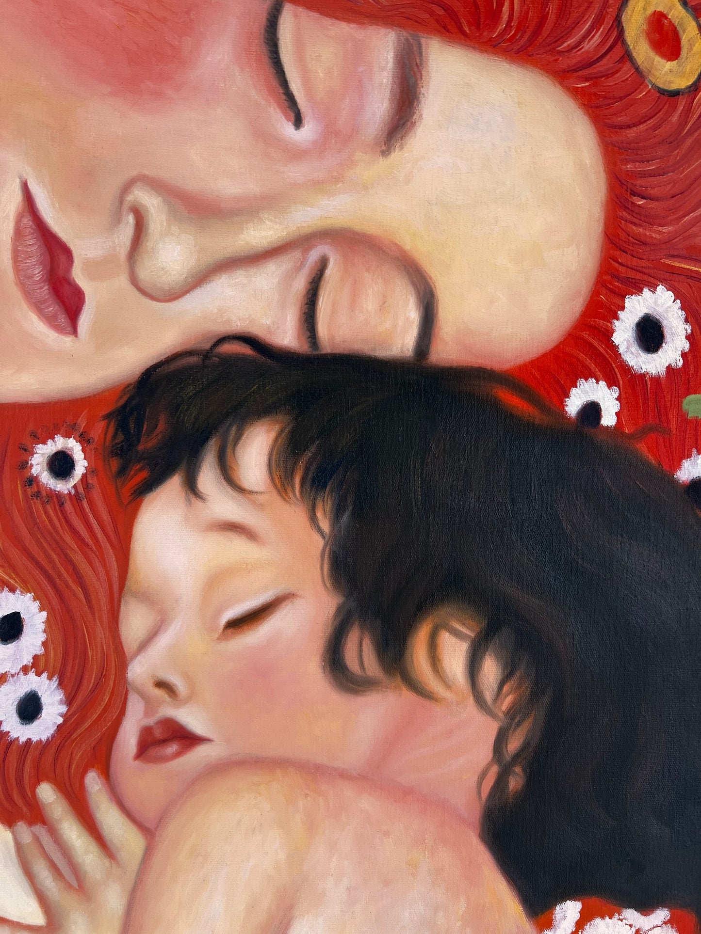 Mutter und Kind – Pittura ad olio simbolista dipinta a mano su tela (60 × 80 cm)
