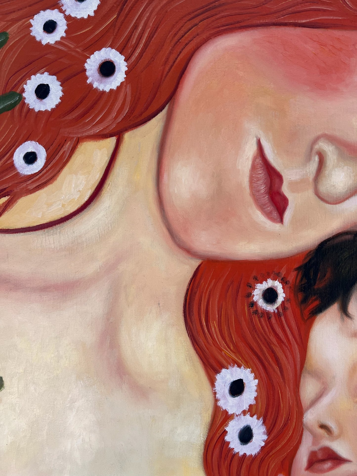Mutter und Kind – Pittura ad olio simbolista dipinta a mano su tela (60 × 80 cm)