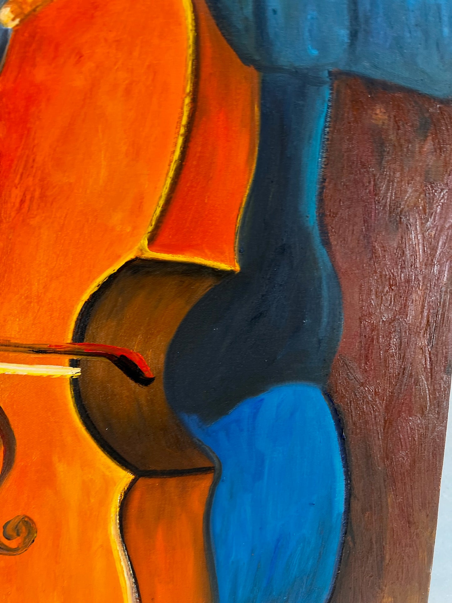 Ritratto di un Violoncellista – Dipinto a Olio Post-Impressionista Dipinto a Mano su Tela (60 × 80 cm)