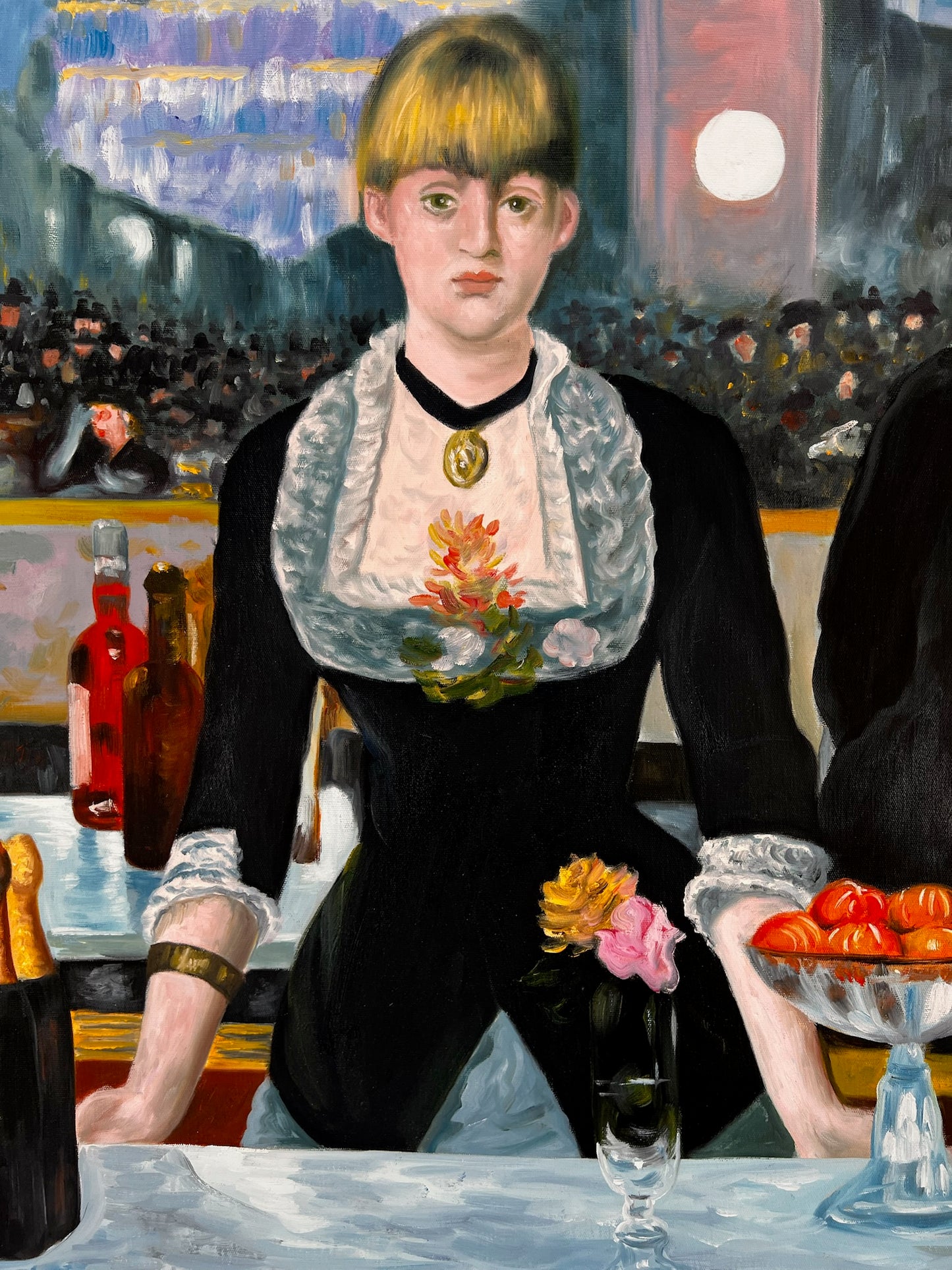 Un Bar aux Folies-Bergère – Dipinto ad olio impressionista dipinto a mano su tela (64 × 80 cm)