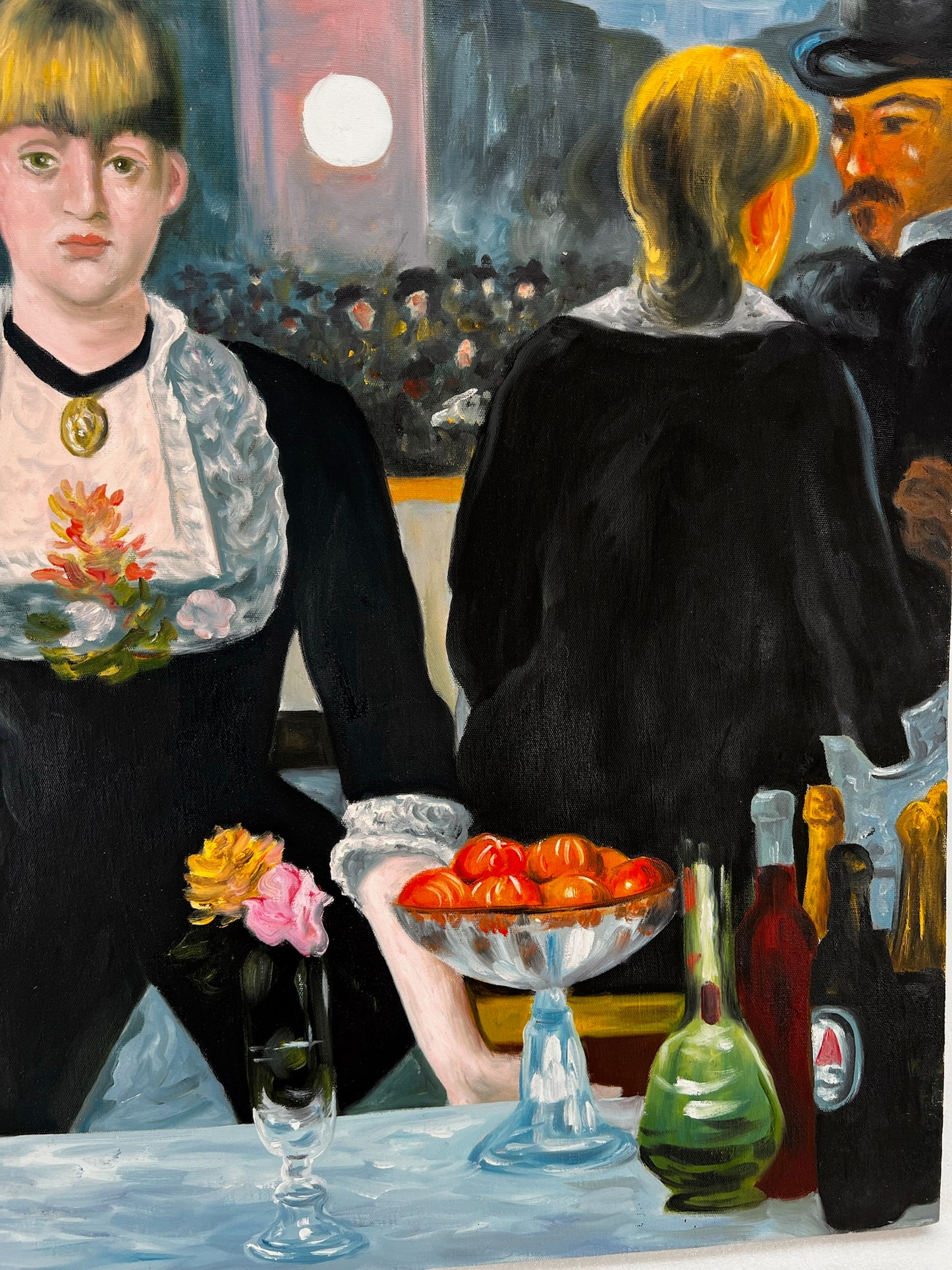 Un Bar aux Folies-Bergère – Dipinto ad olio impressionista dipinto a mano su tela (64 × 80 cm)