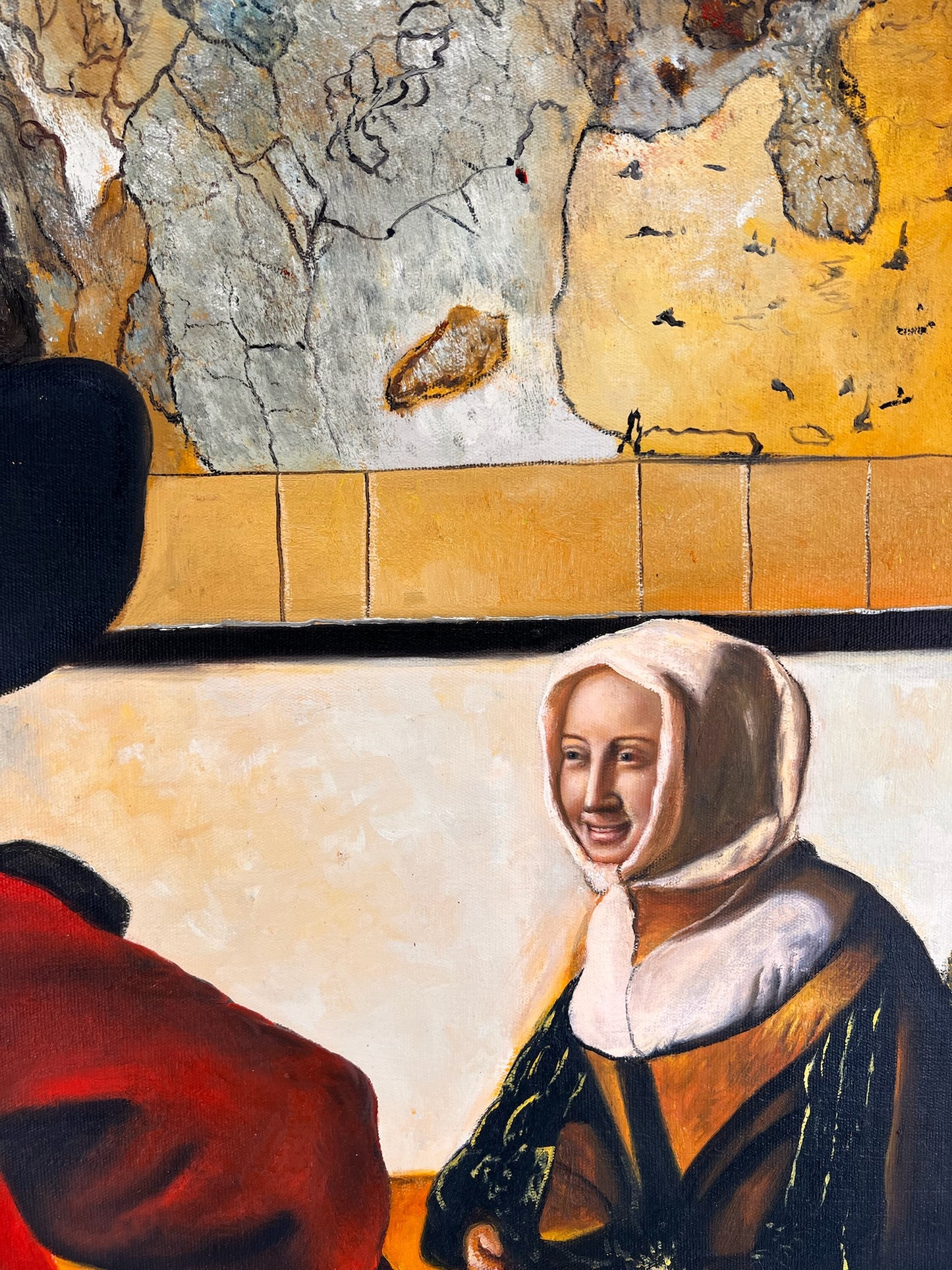 Johannes Vermeer – Soldato e ragazza sorridente – Olio su tela dipinto a mano (60 × 80 cm)