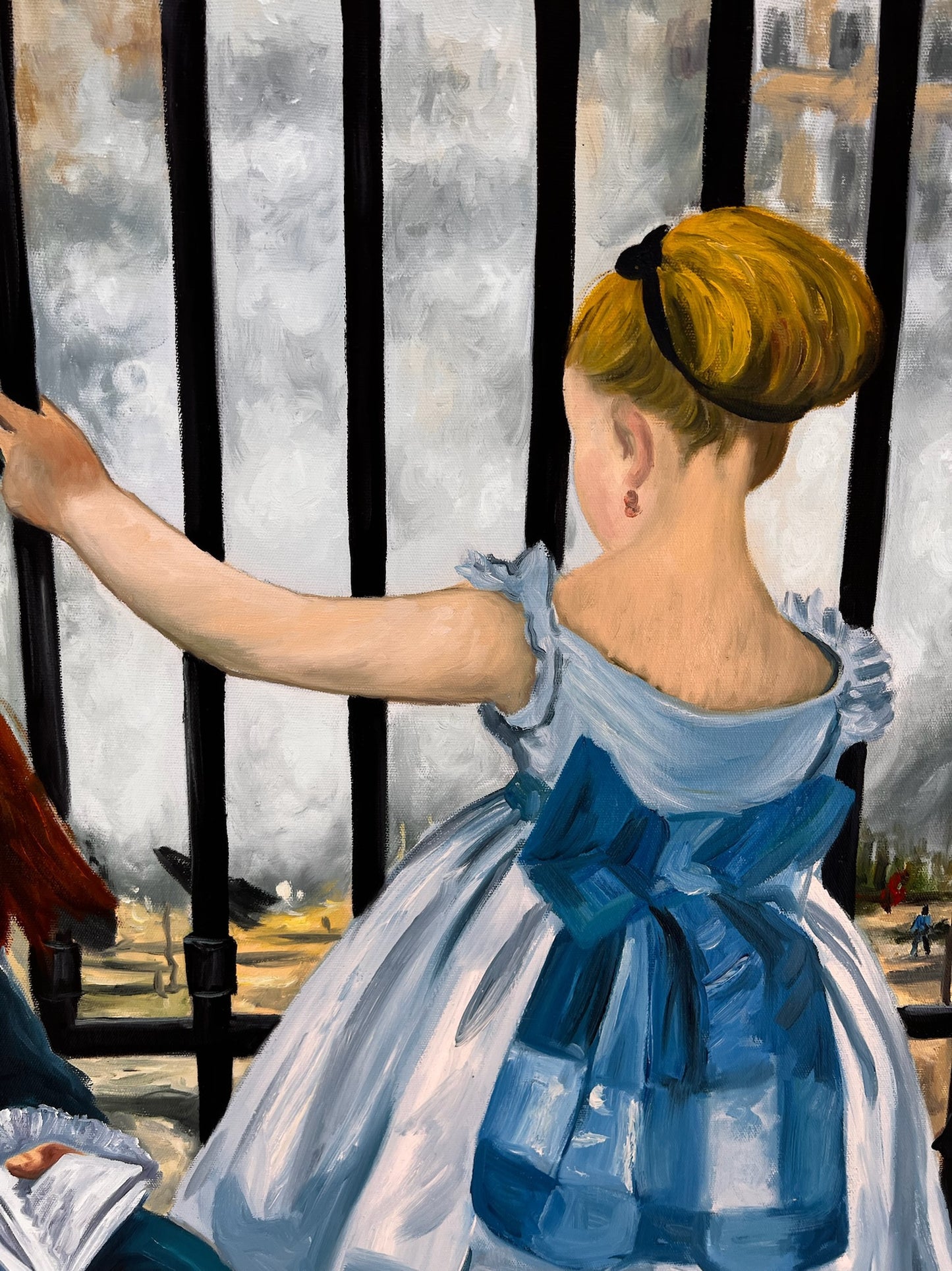 La Ferrovia (Manet) – Dipinto ad Olio Impressionista Dipinto a Mano su Tela (64 × 80 cm)