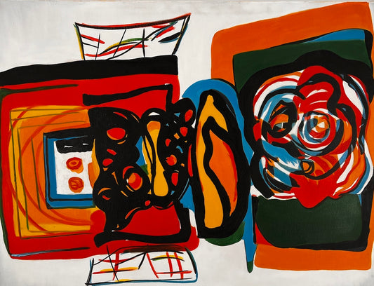 Composizione astratta (di Wassily Kandinsky) – Pittura astratta moderna ad olio su tela (60 × 80 cm, incorniciata)