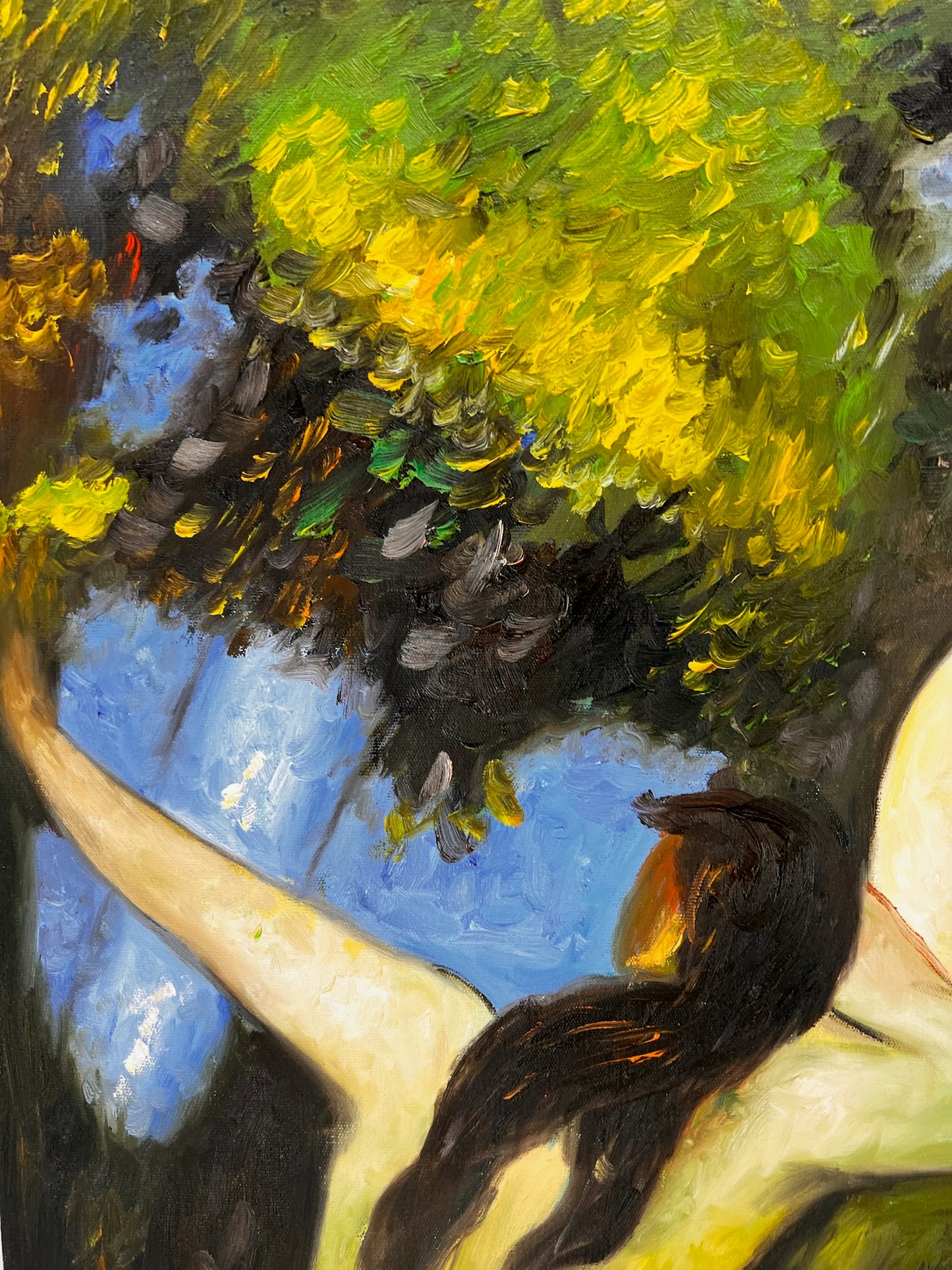 Bagnanti (da Paul Cézanne) – Olio su tela post-impressionista dipinto a mano (64 × 80 cm)