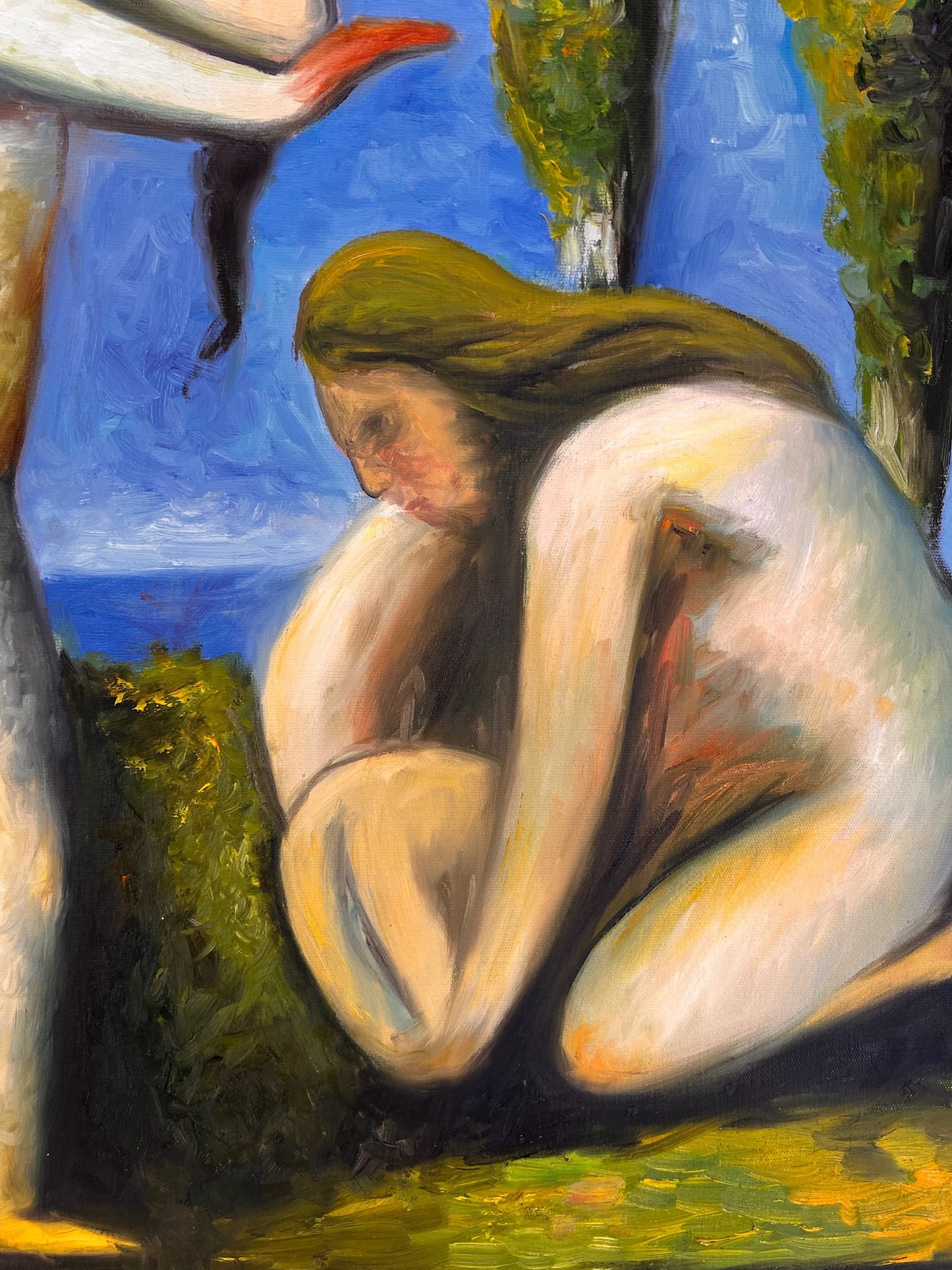 Bagnanti (da Paul Cézanne) – Olio su tela post-impressionista dipinto a mano (64 × 80 cm)