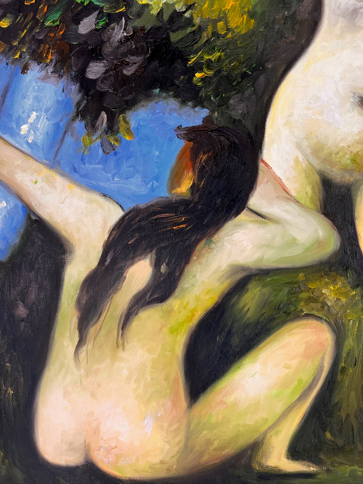 Bagnanti (da Paul Cézanne) – Olio su tela post-impressionista dipinto a mano (64 × 80 cm)