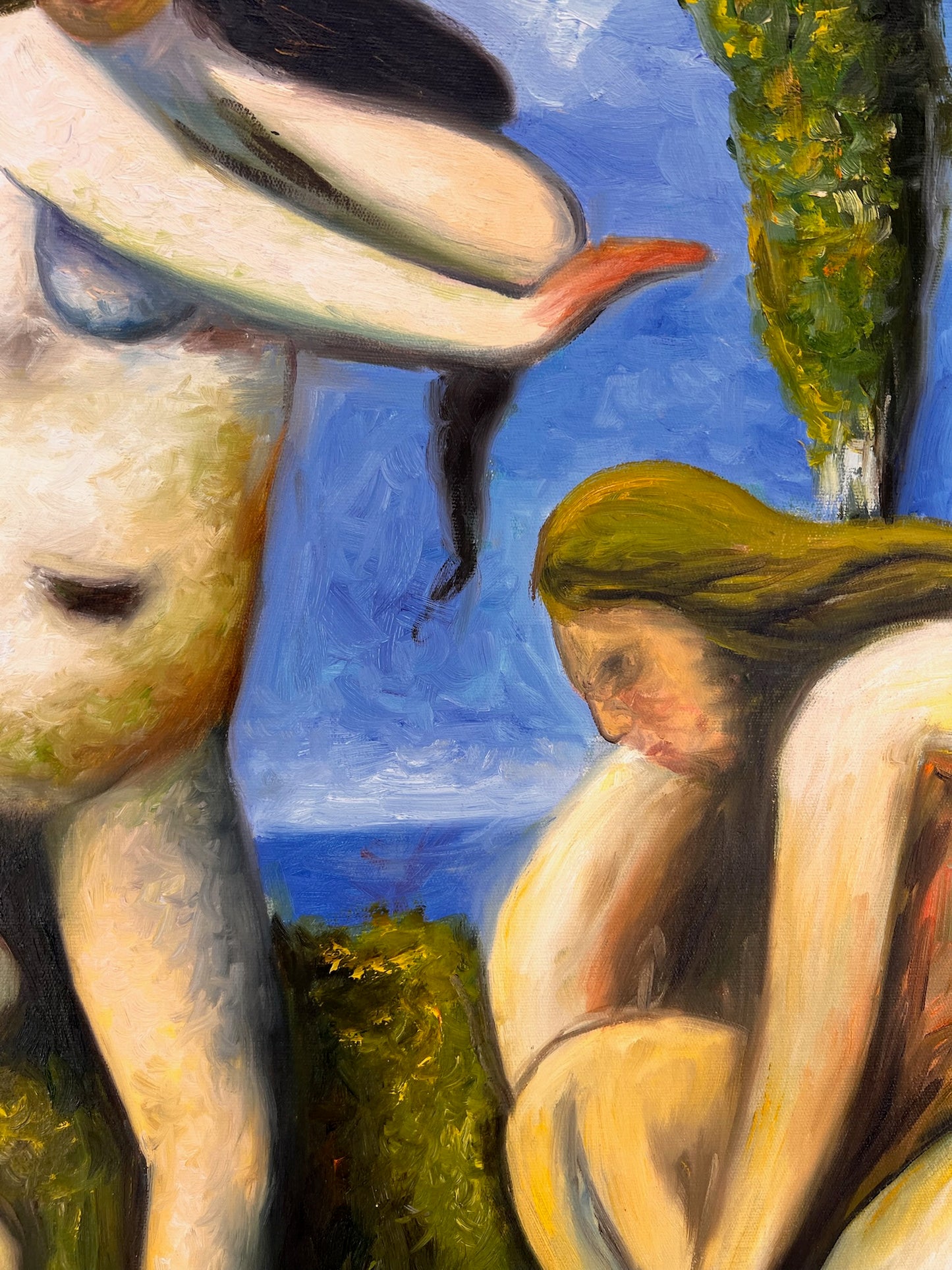 Bagnanti (da Paul Cézanne) – Olio su tela post-impressionista dipinto a mano (64 × 80 cm)