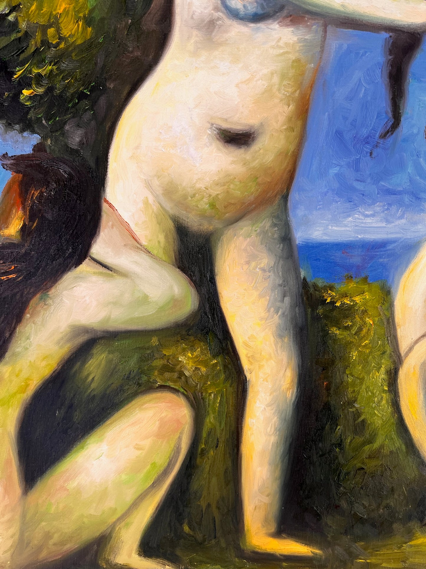Bagnanti (da Paul Cézanne) – Olio su tela post-impressionista dipinto a mano (64 × 80 cm)