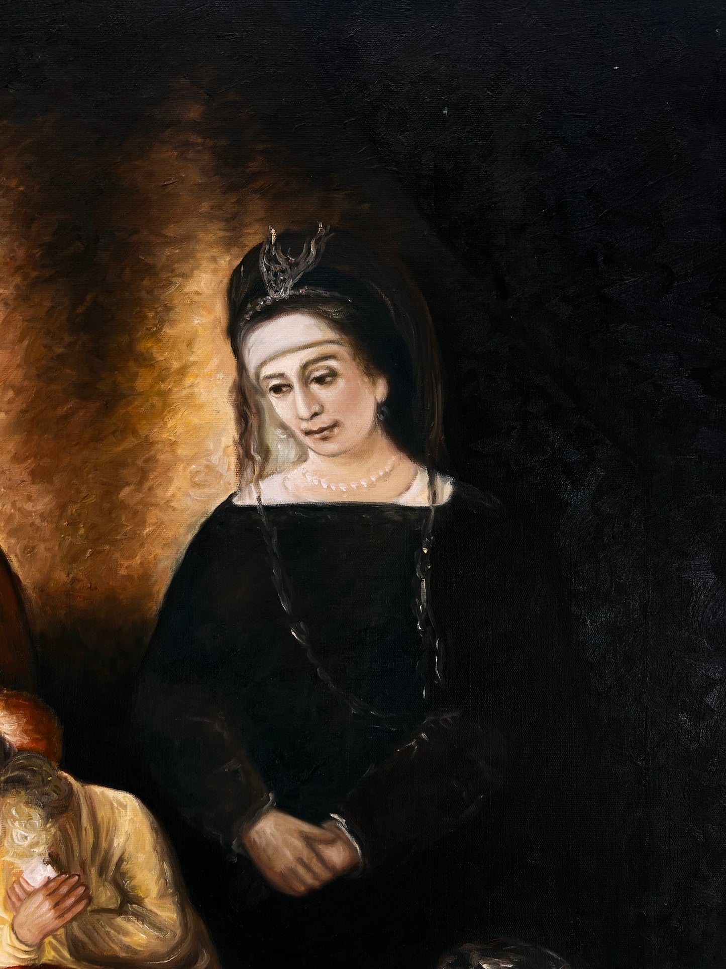 Giacobbe benedice i figli di Giuseppe (da Rembrandt van Rijn) – Olio su tela barocco dipinto a mano (64 × 80 cm)
