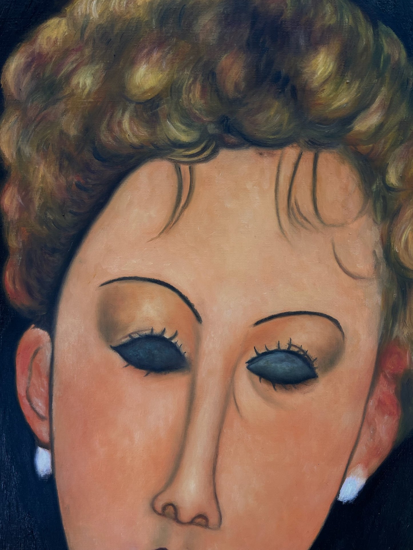 Donna con orecchini – Olio su tela dipinto a mano (60 × 80 cm)