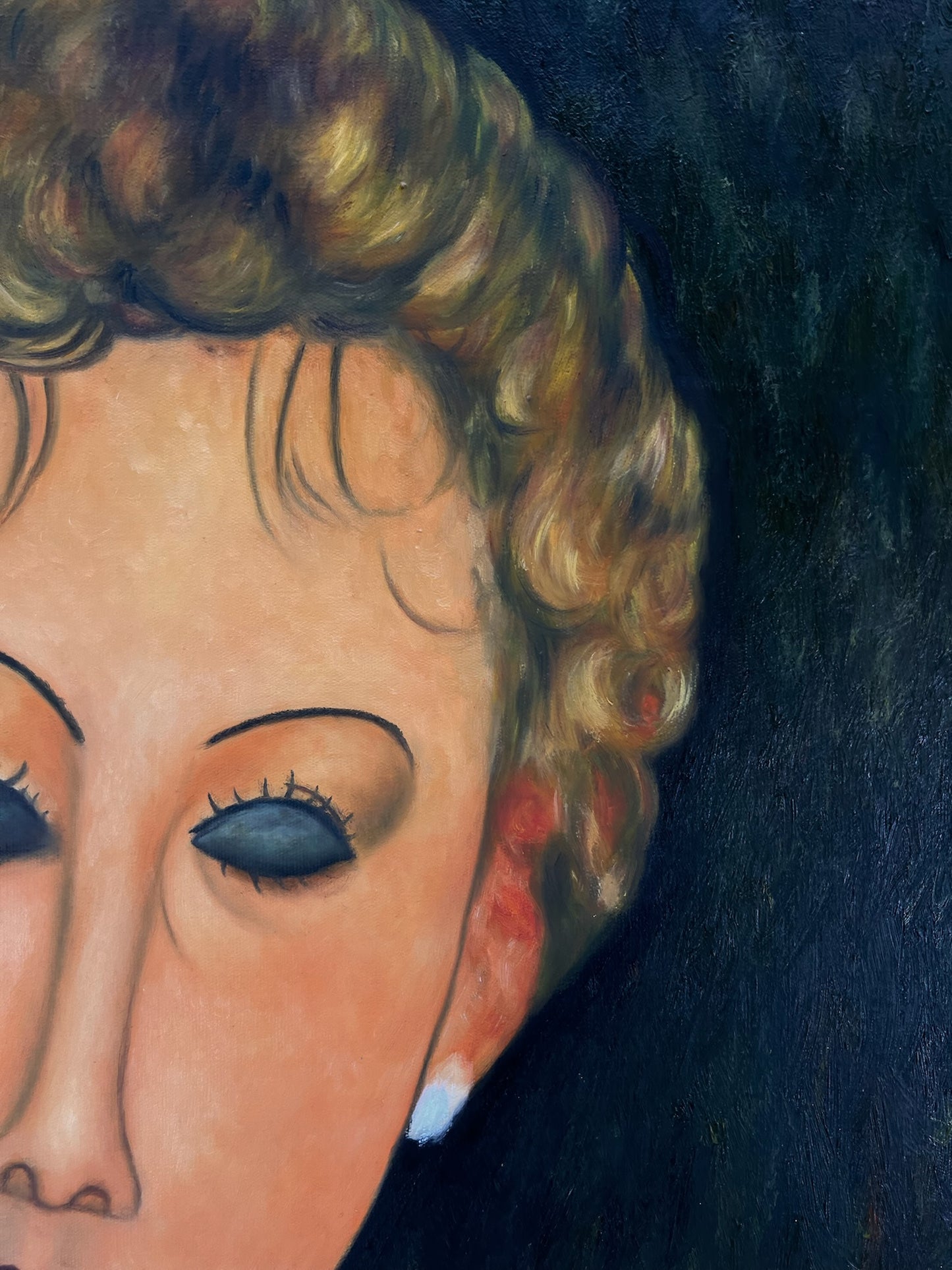 Donna con orecchini – Olio su tela dipinto a mano (60 × 80 cm)