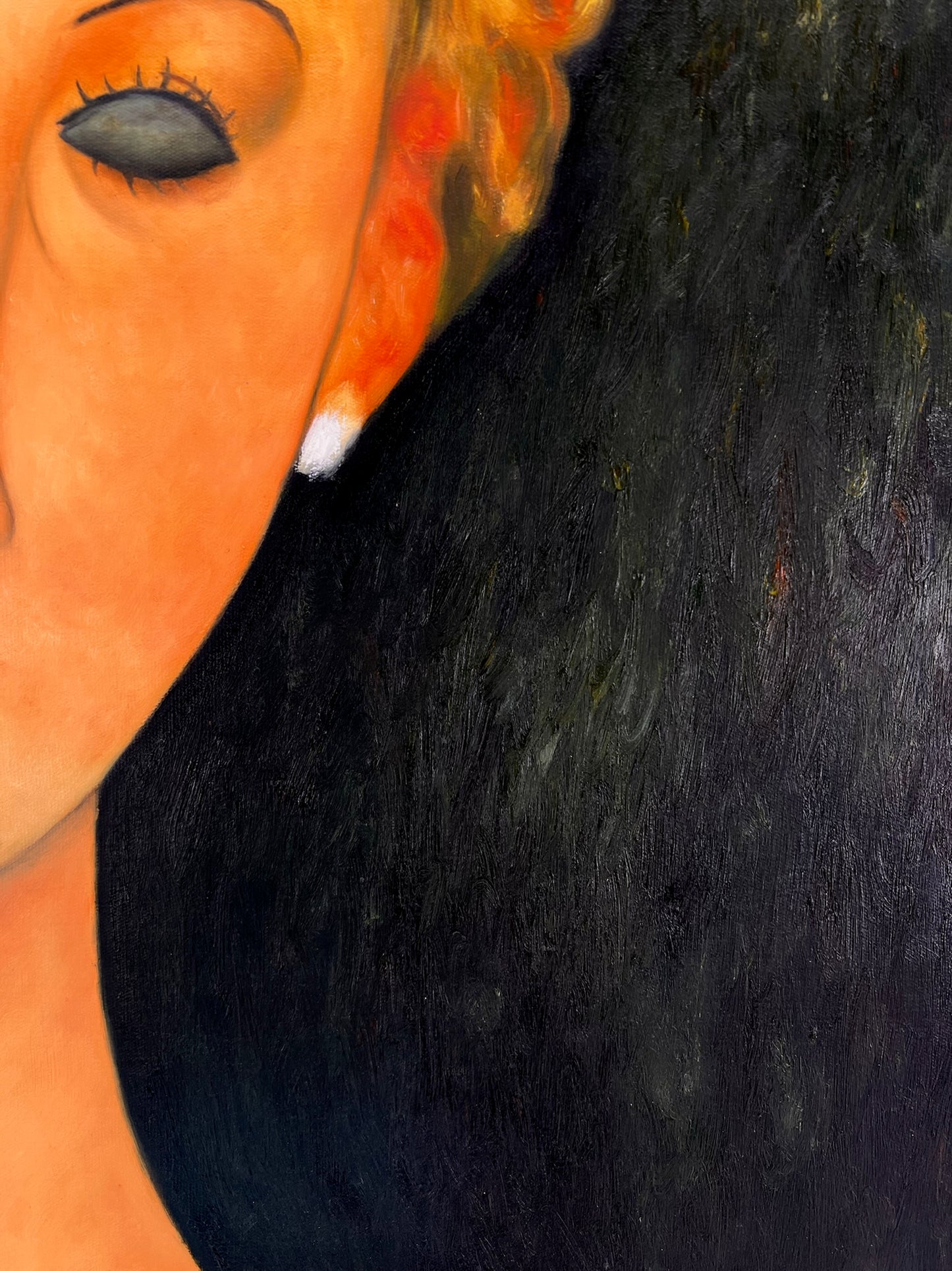Donna con orecchini – Olio su tela dipinto a mano (60 × 80 cm)