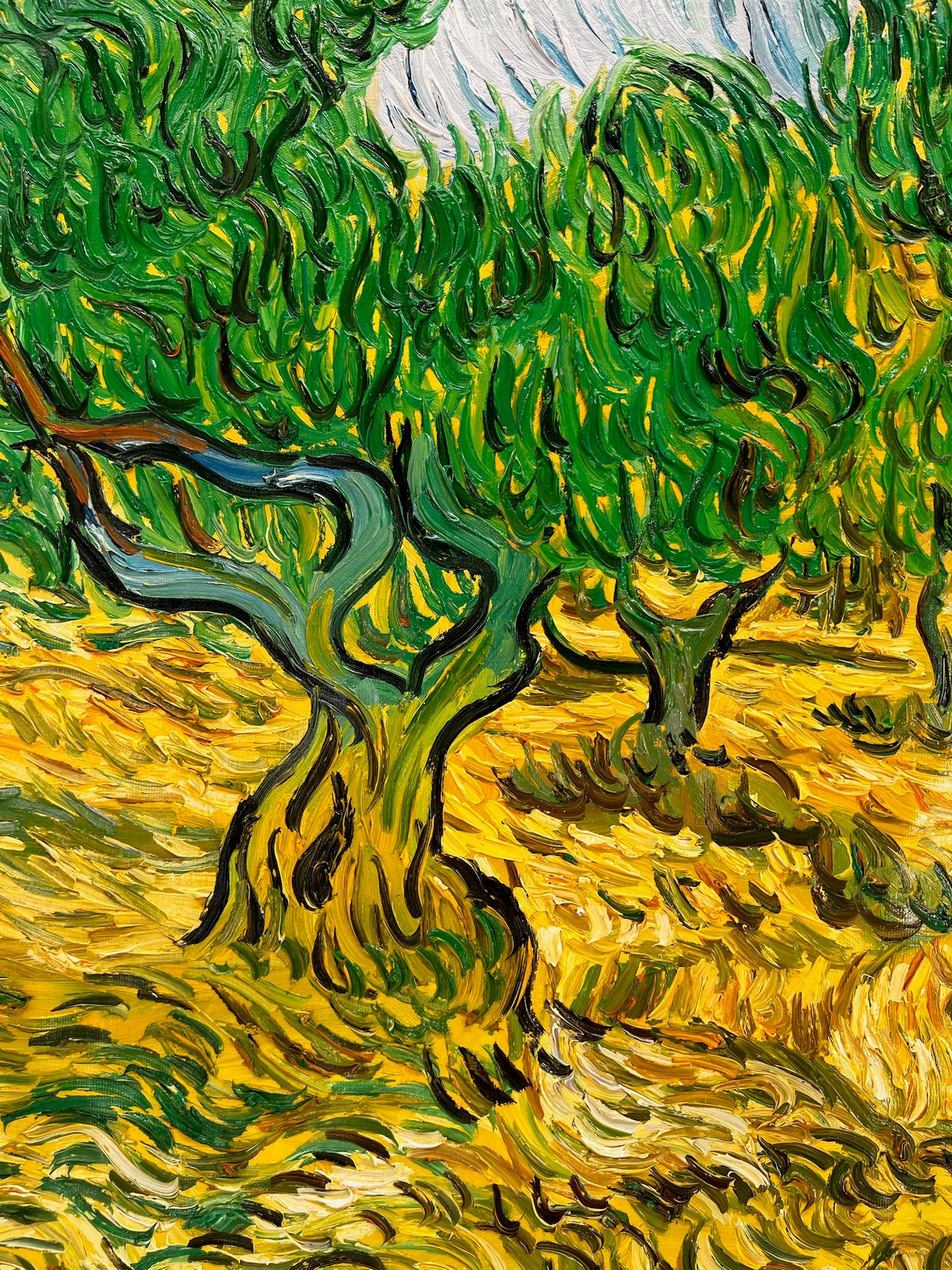 Uliveto (ispirato a Vincent van Gogh) – Pittura ad olio post-impressionista dipinta a mano su tela (70 × 100 cm)