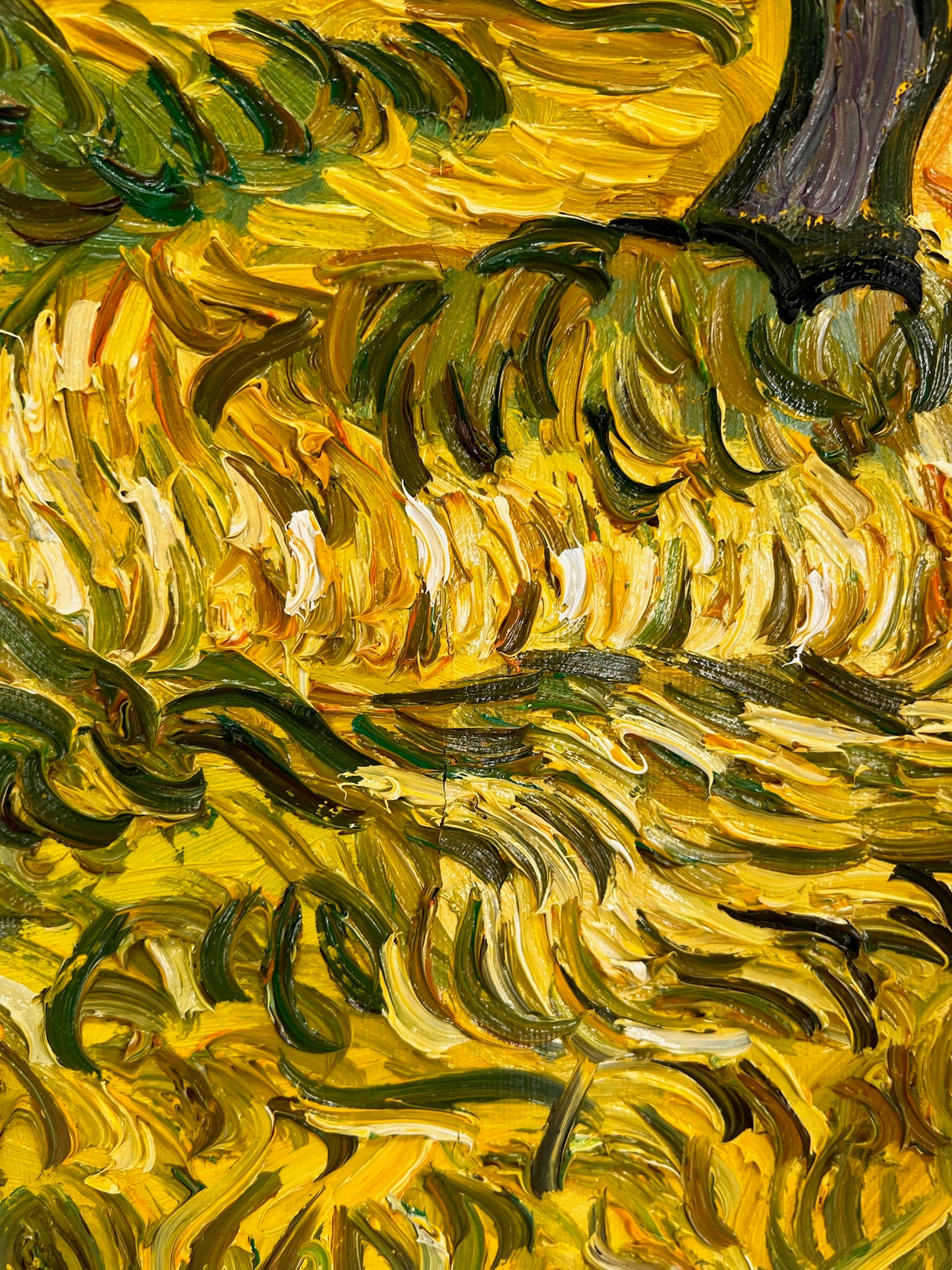 Uliveto (ispirato a Vincent van Gogh) – Pittura ad olio post-impressionista dipinta a mano su tela (70 × 100 cm)