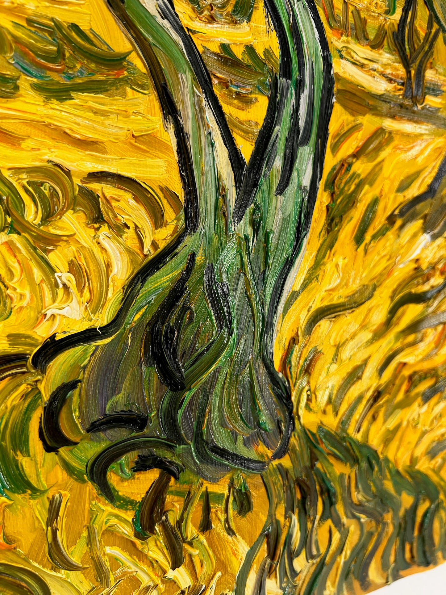 Uliveto (ispirato a Vincent van Gogh) – Pittura ad olio post-impressionista dipinta a mano su tela (70 × 100 cm)