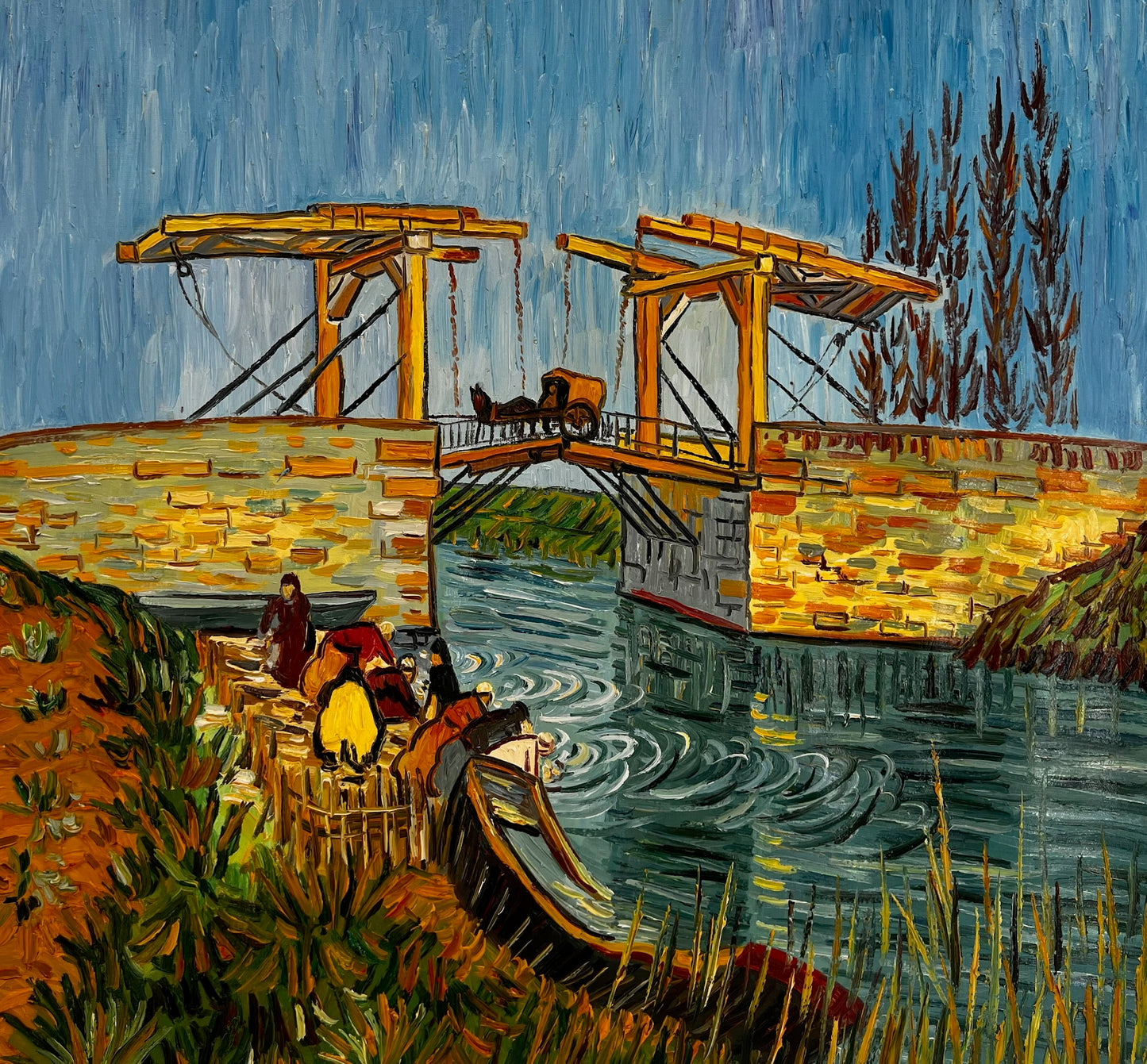 Il Ponte Langlois (di Vincent van Gogh) – Dipinto a olio post-impressionista dipinto a mano su tela (60 × 65 cm)